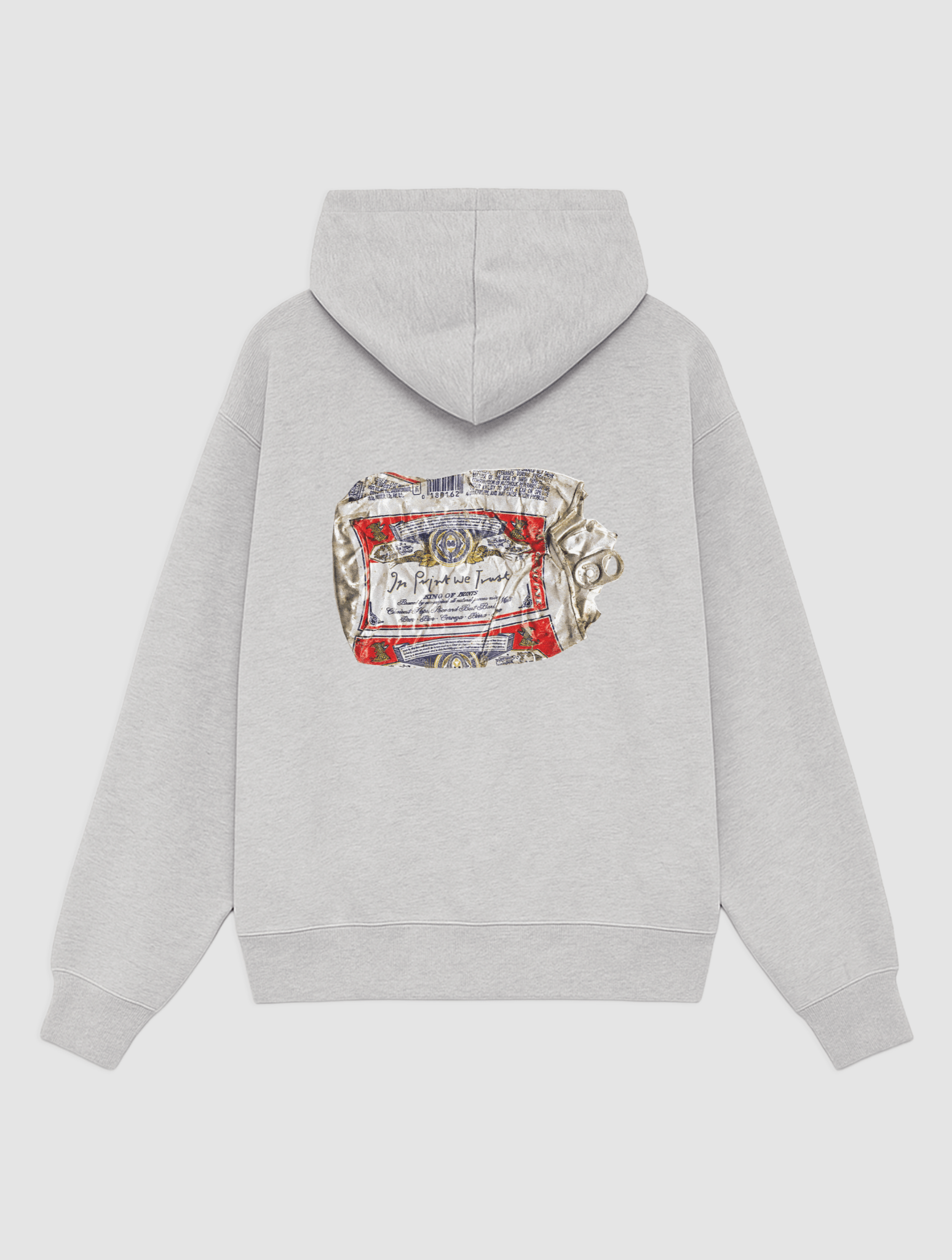 beer can grey hoodie - In Print We Trust