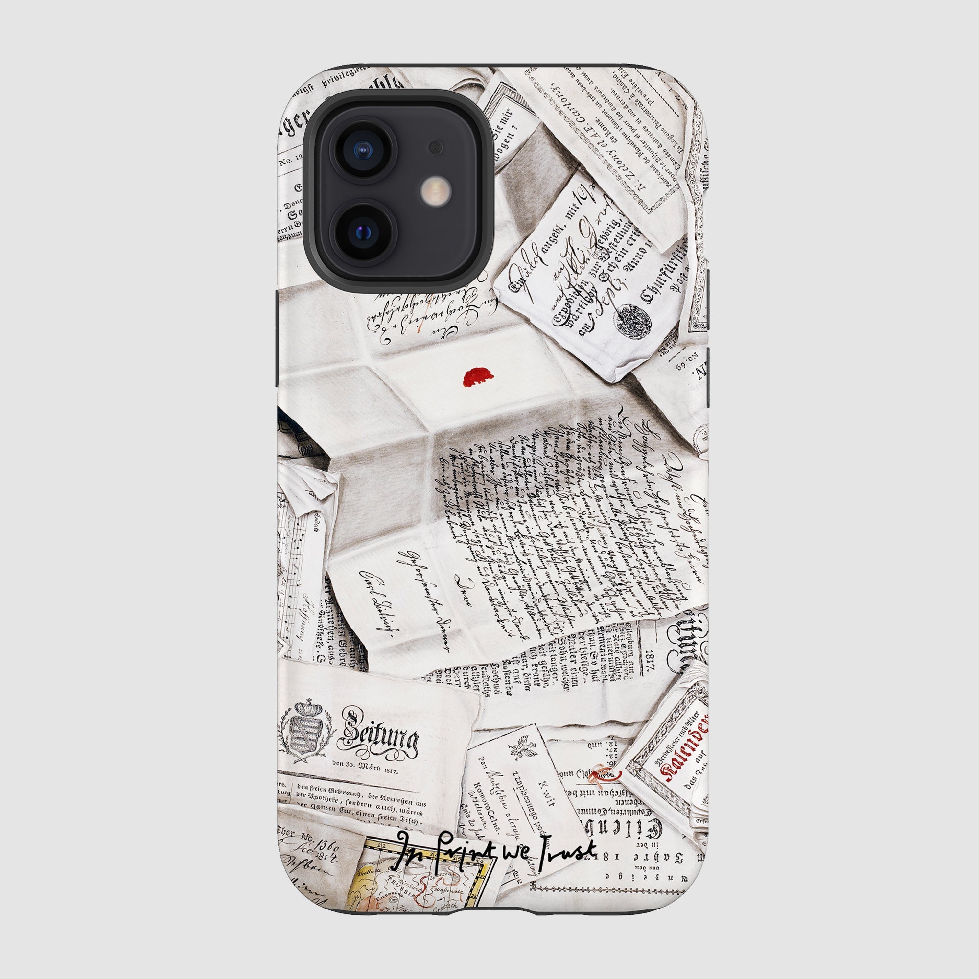 letters tough iPhone case - In Print We Trust