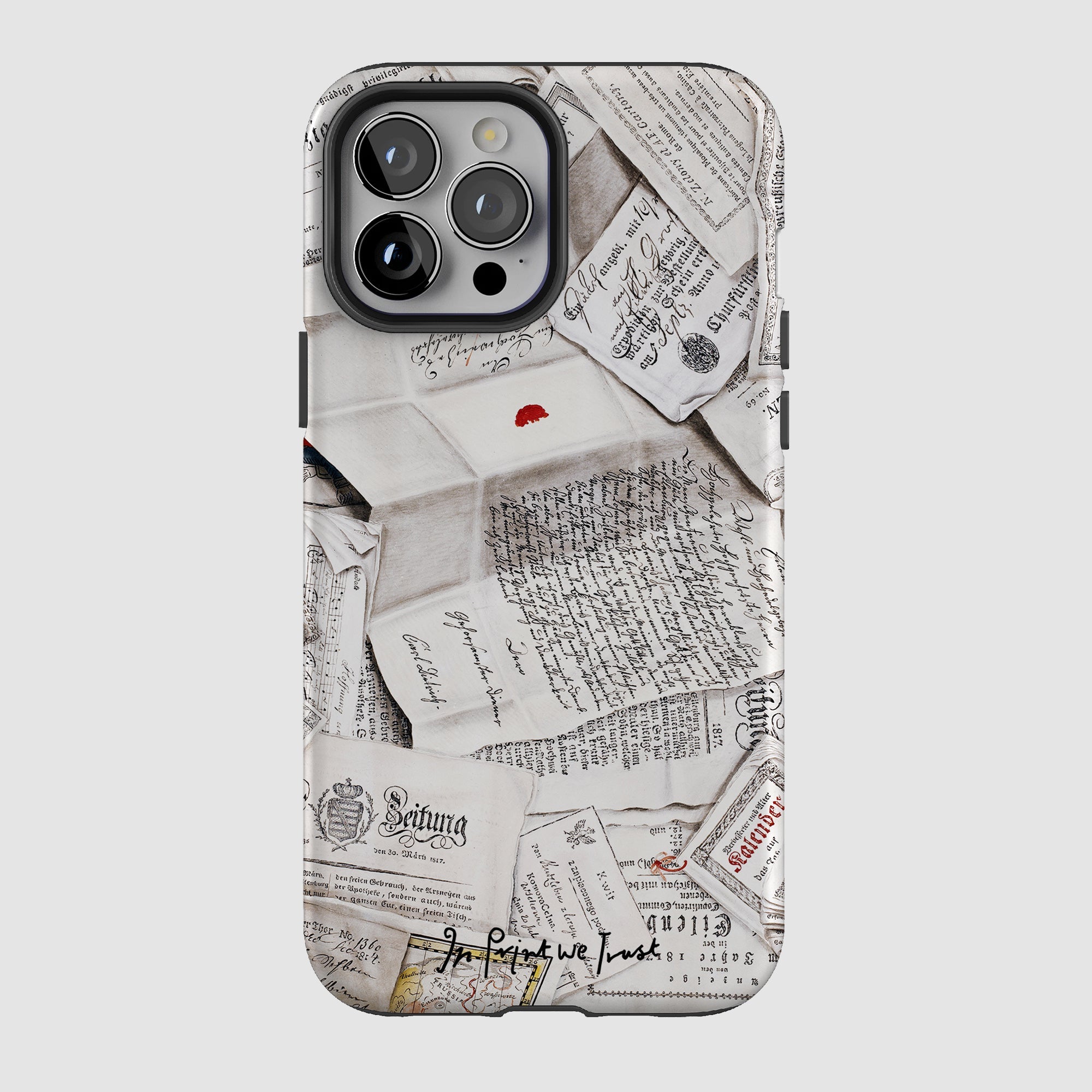 letters tough iPhone case - In Print We Trust