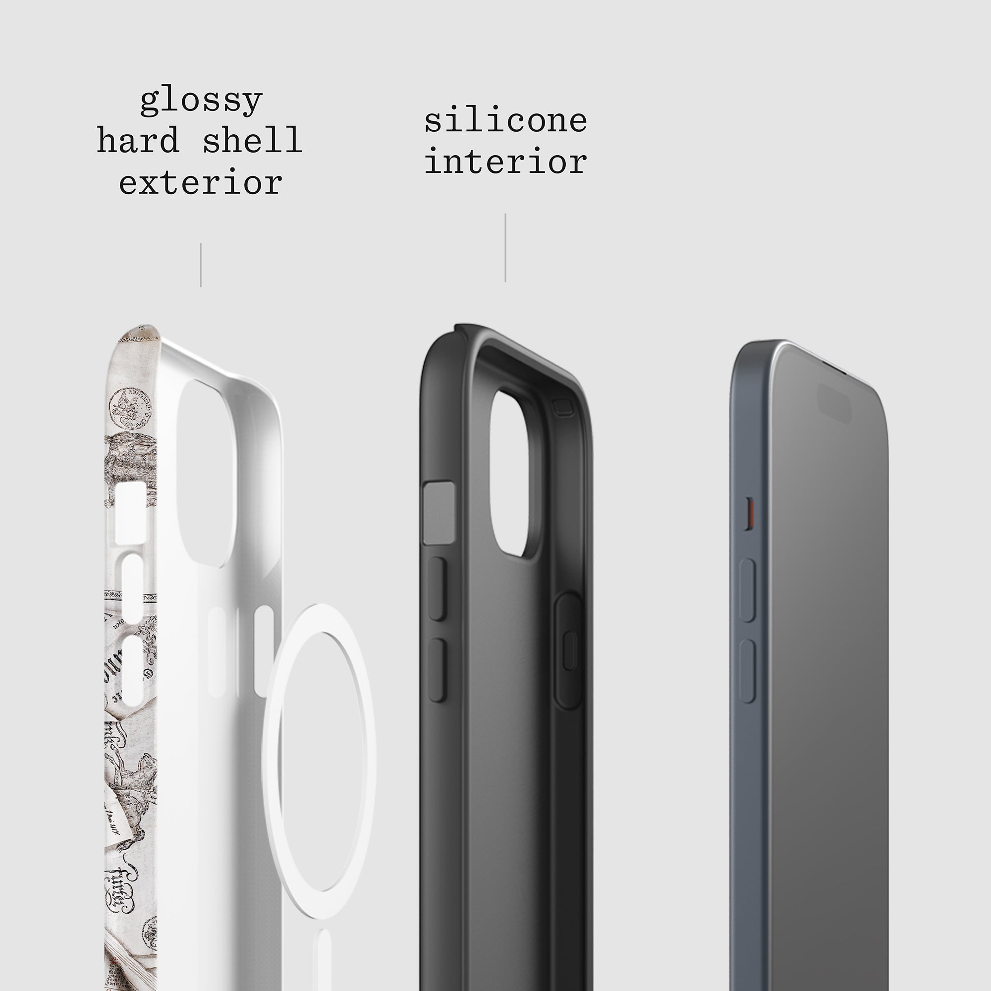 letters tough iPhone case - In Print We Trust