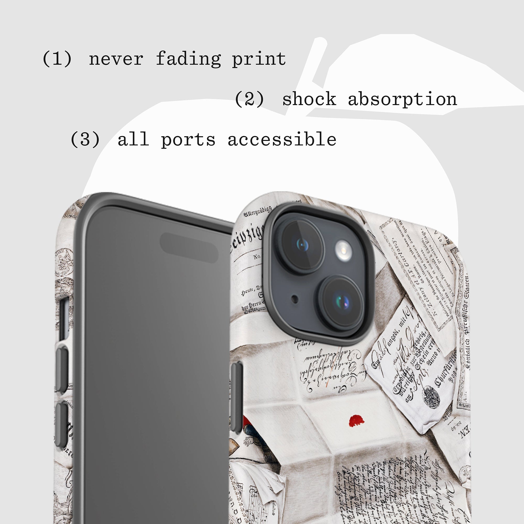 letters tough iPhone case - In Print We Trust