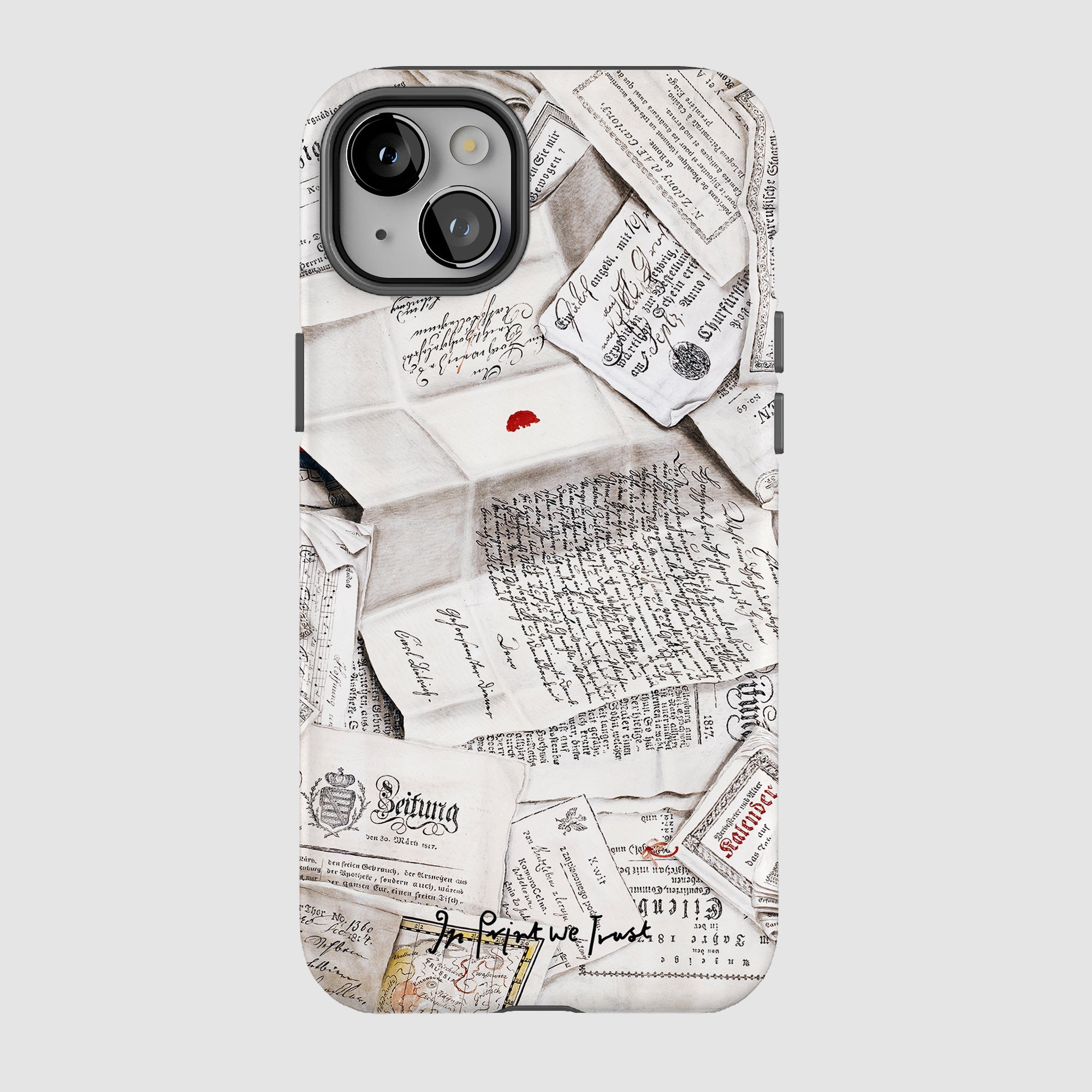 letters tough iPhone case - In Print We Trust
