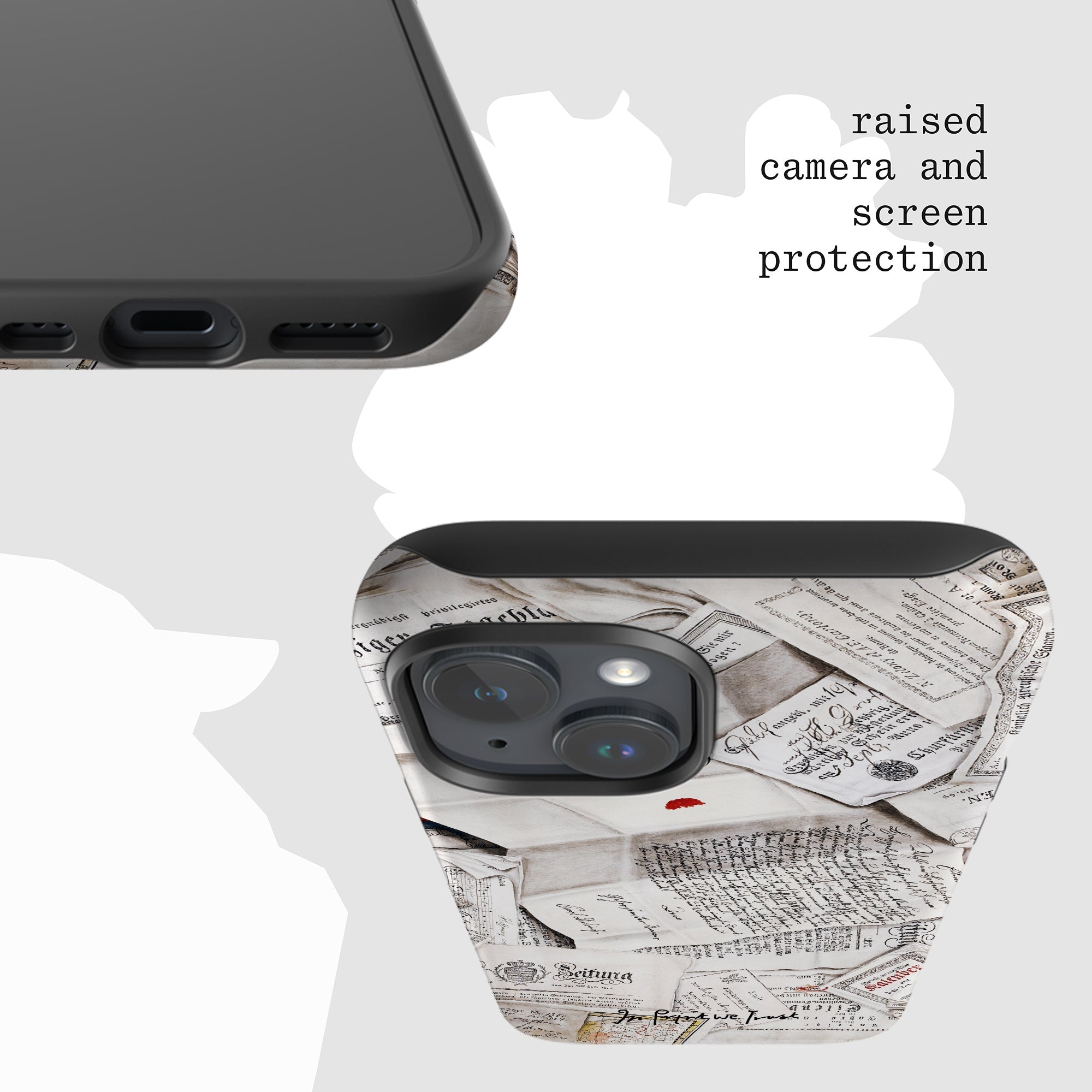 letters tough iPhone case - In Print We Trust