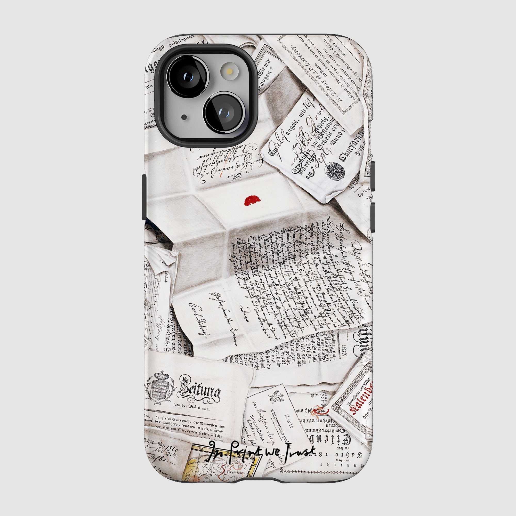 letters tough iPhone case - In Print We Trust