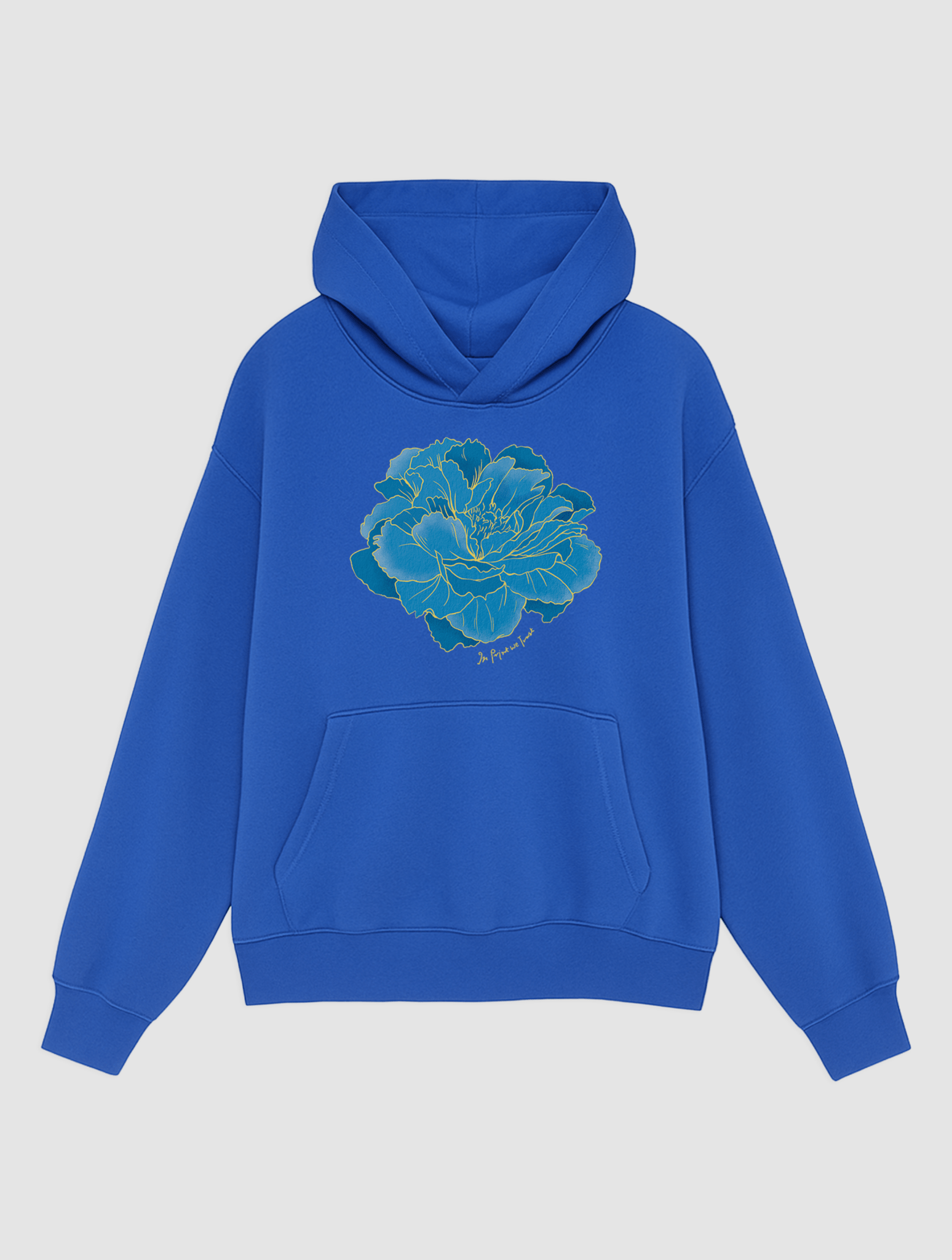 peony blue hoodie - In Print We Trust