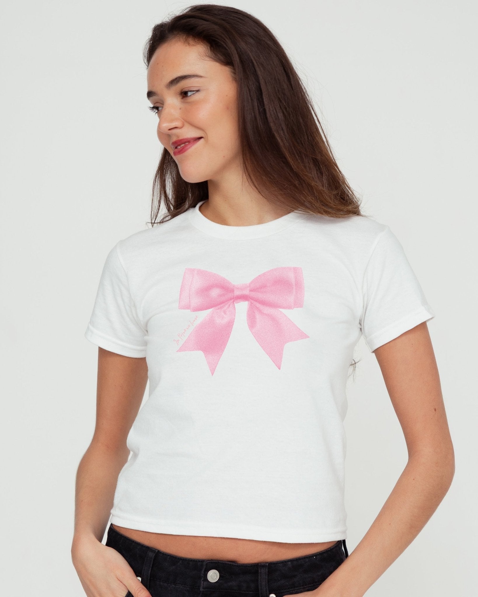 put a bow on it baby tee - In Print We Trust