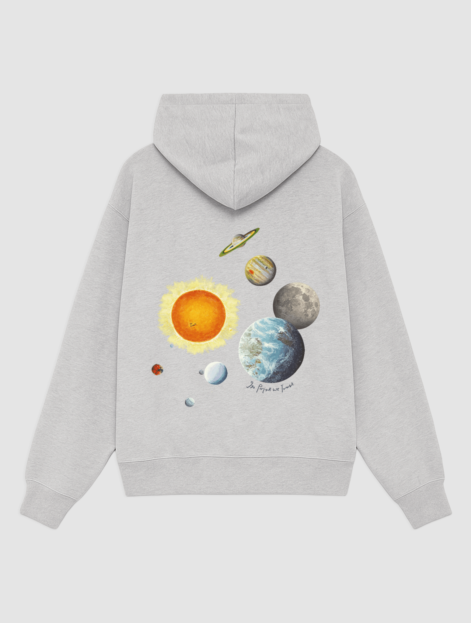 solar system grey hoodie - In Print We Trust