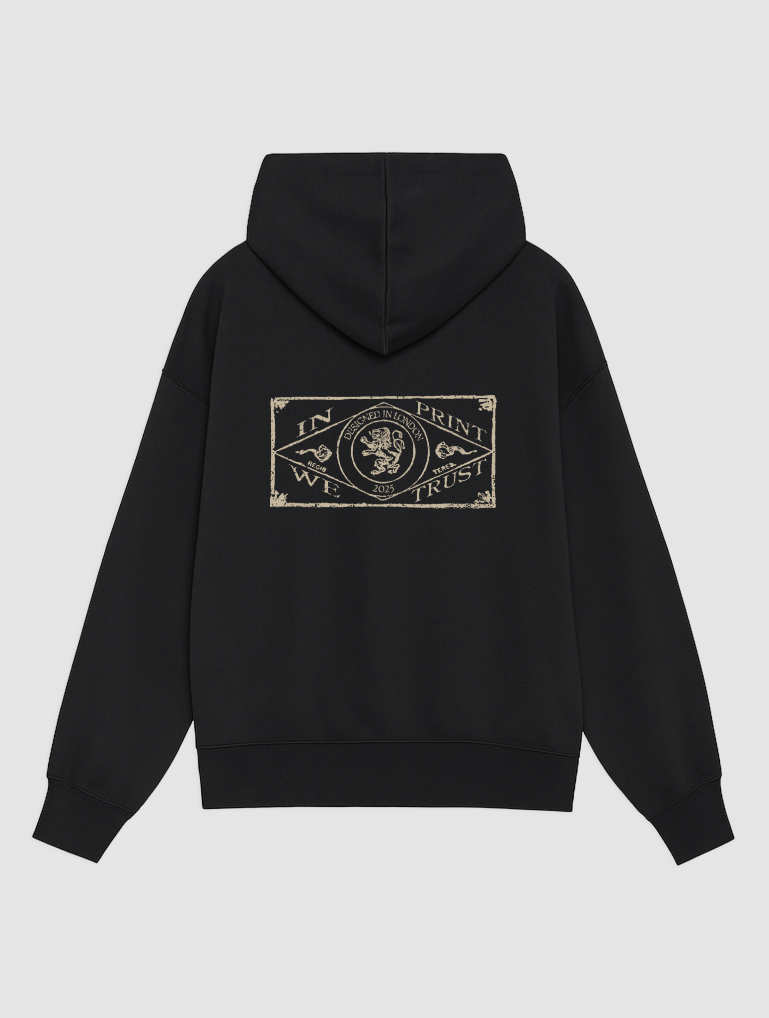 stamp black hoodie - In Print We Trust