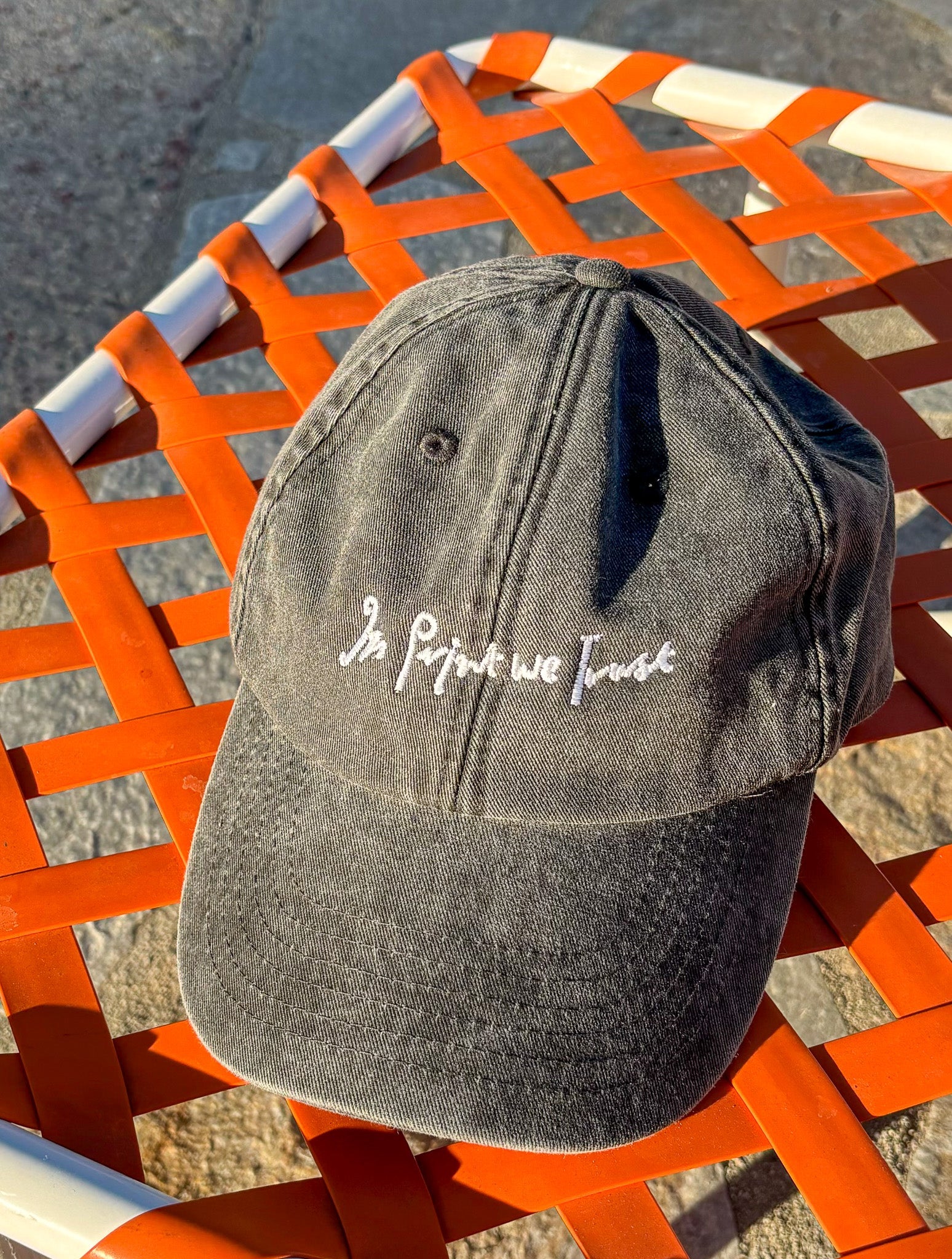 vintage black cap - In Print We Trust