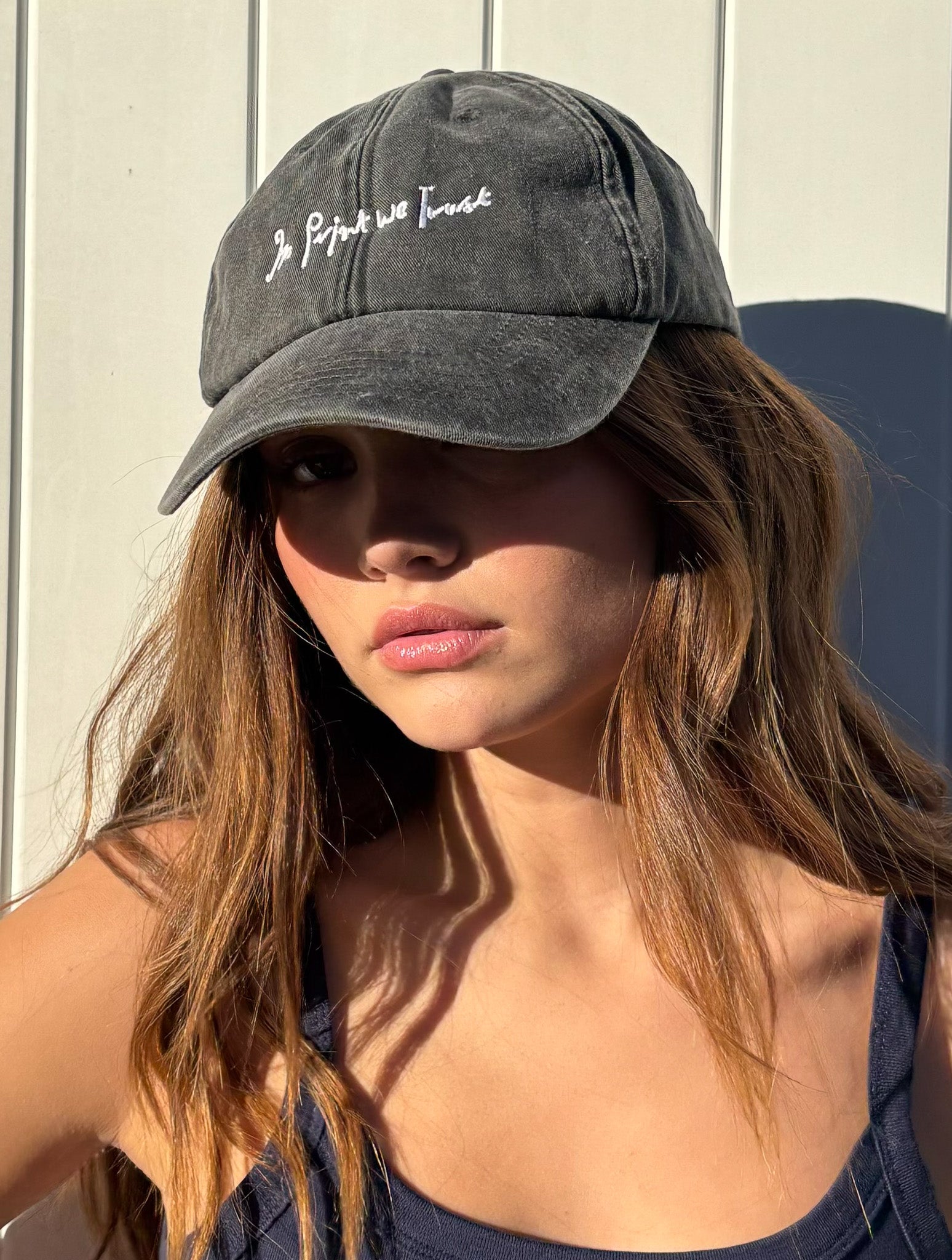 vintage black cap - In Print We Trust