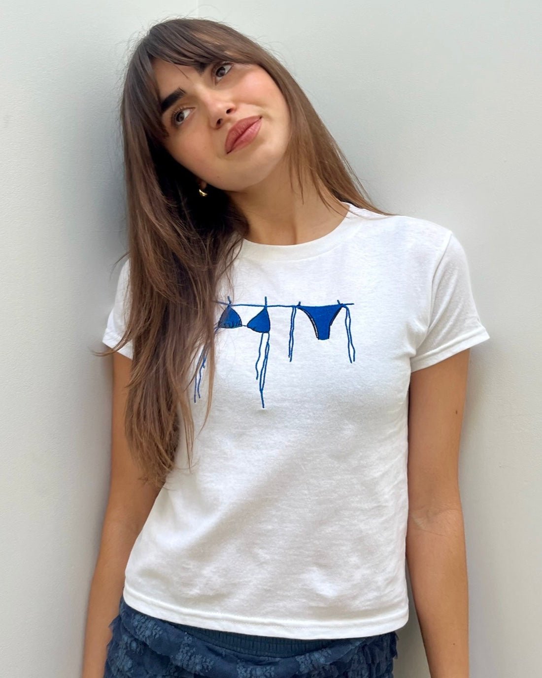 air dry embroidered baby tee - In Print We Trust