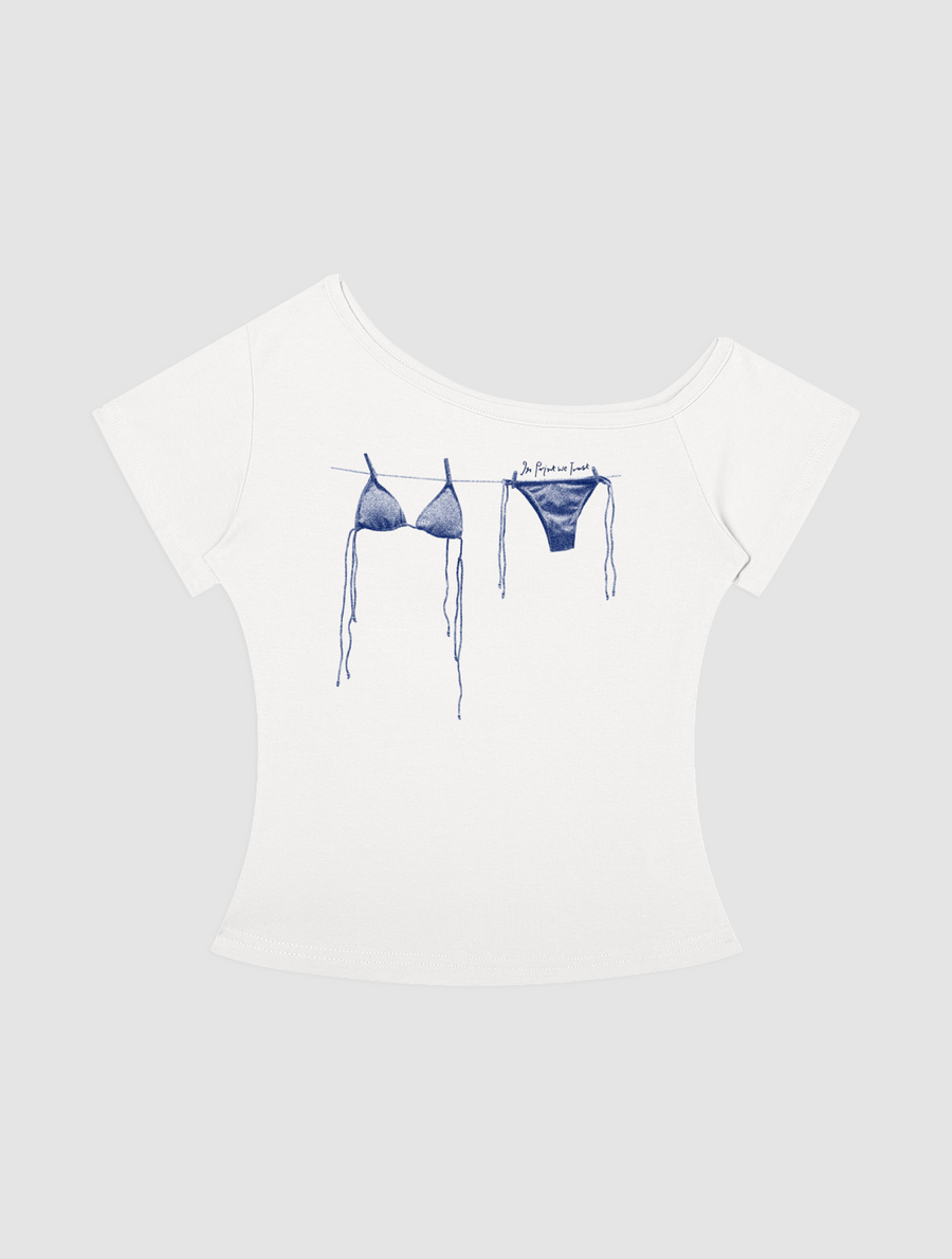 air dry off-the-shoulder baby tee