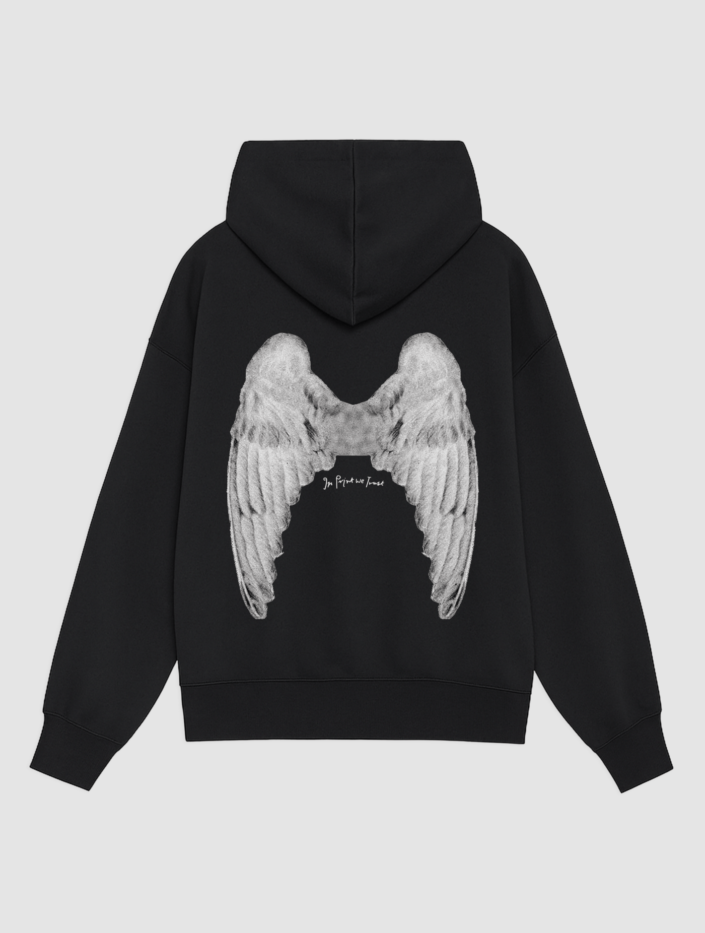 angel black hoodie - In Print We Trust