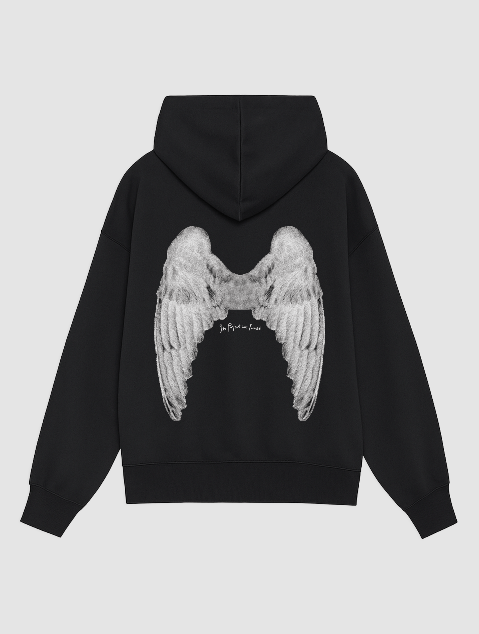 angel black hoodie - In Print We Trust