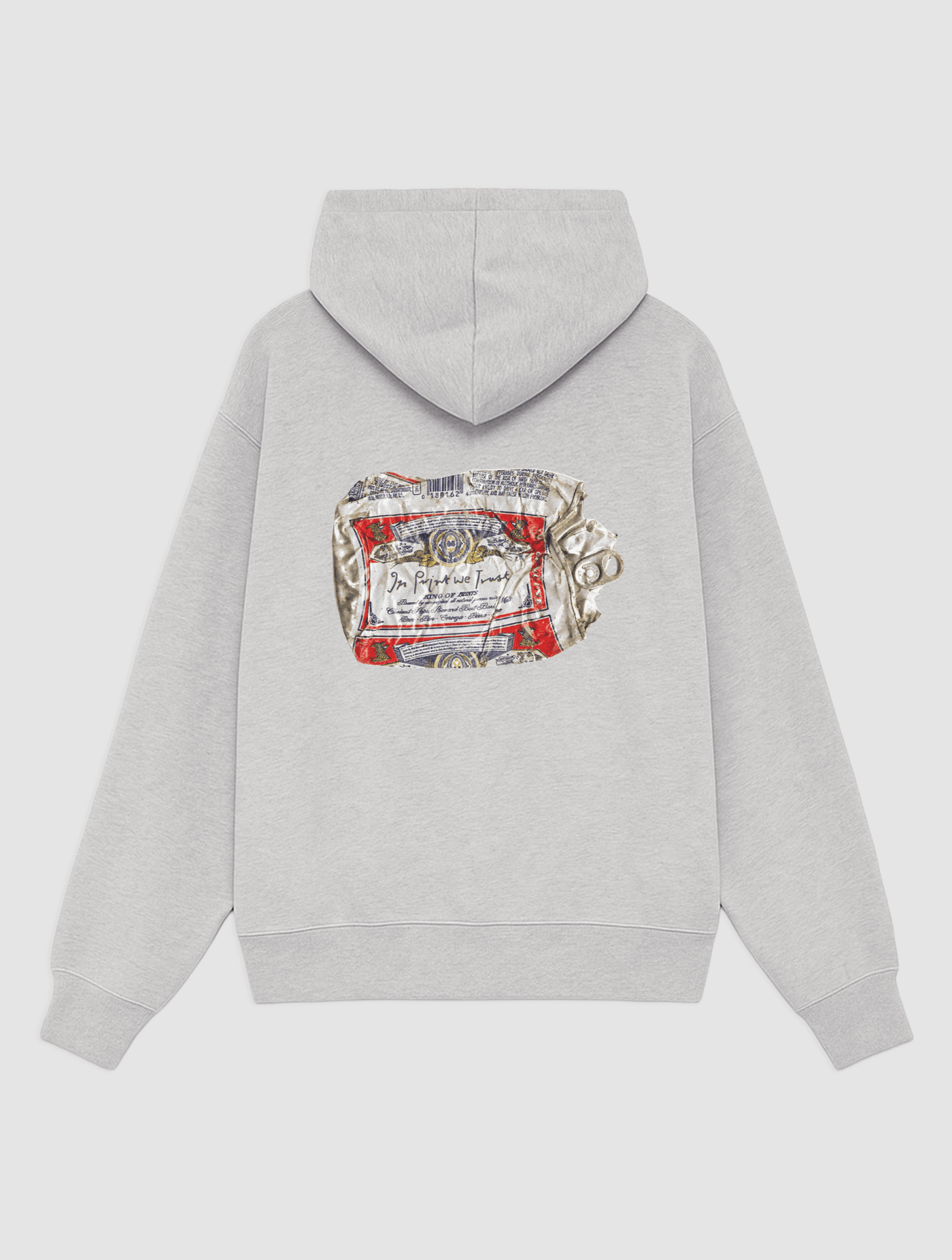 beer can grey hoodie - In Print We Trust