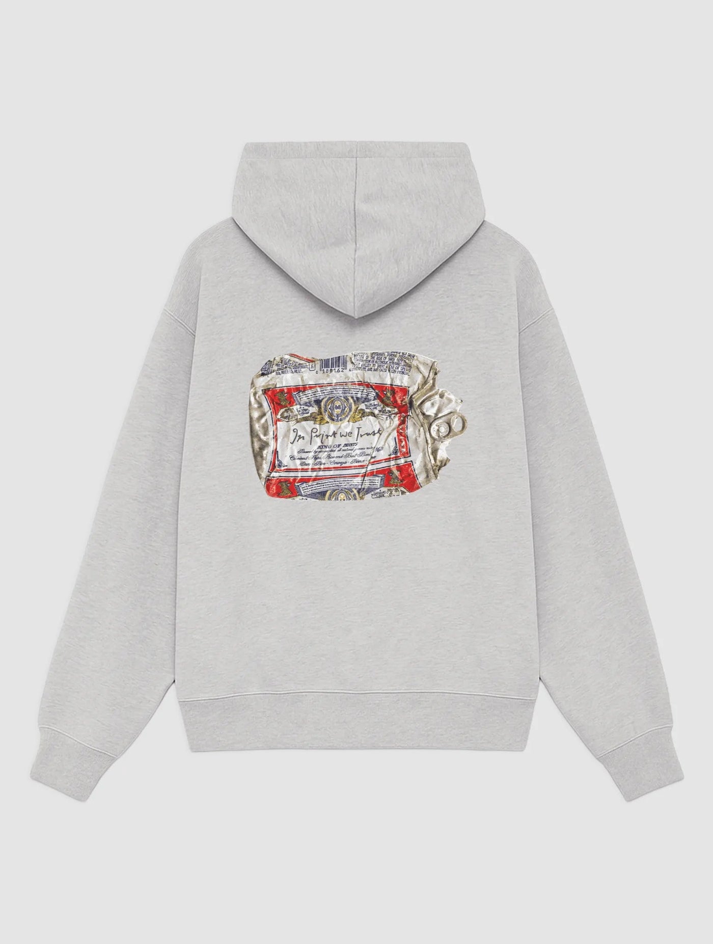 beer can grey hoodie - In Print We Trust