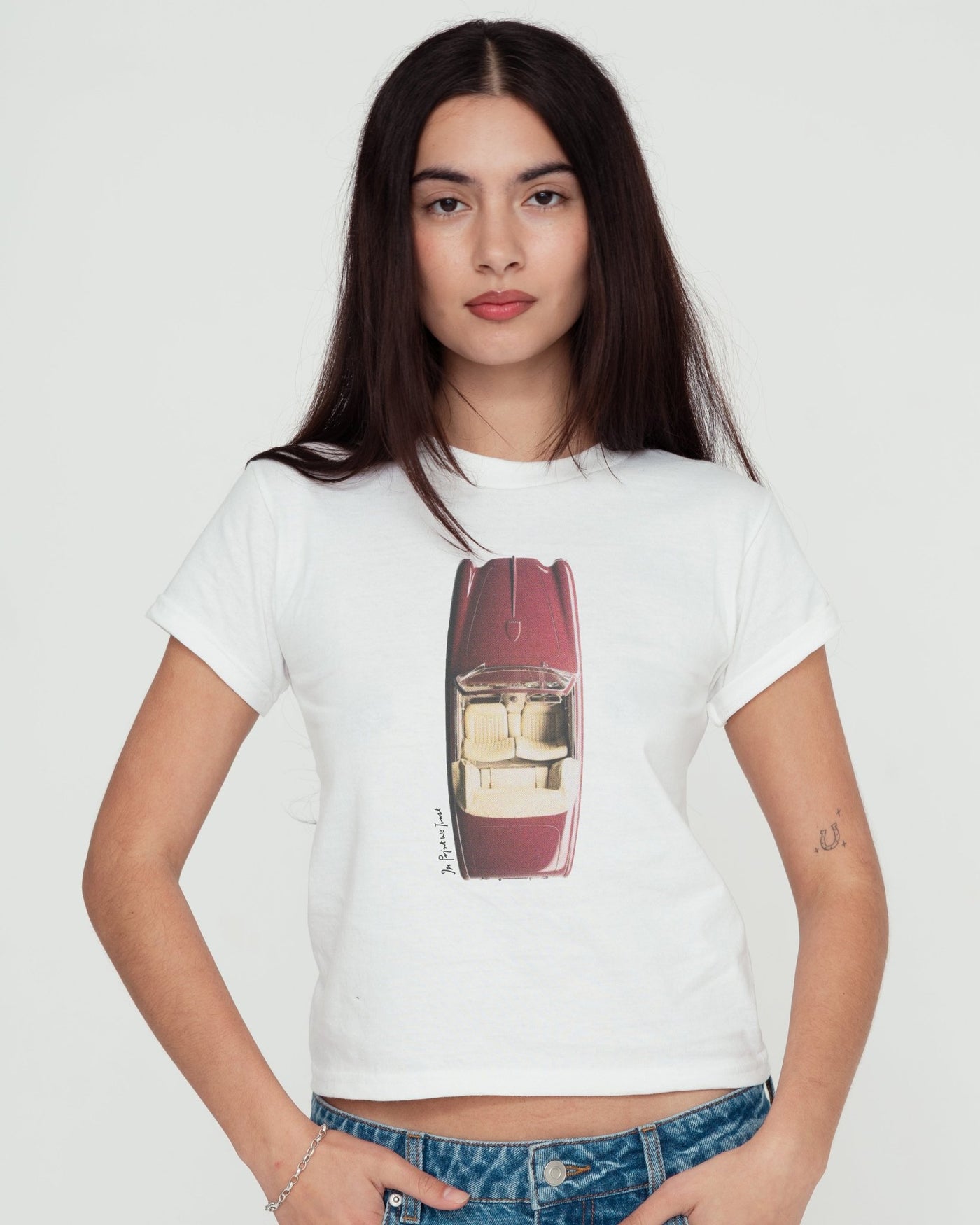 buckle up baby tee - In Print We Trust