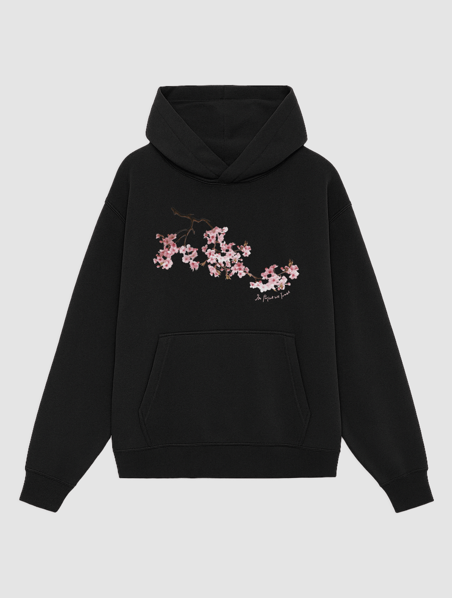 cherry blossom black hoodie - In Print We Trust