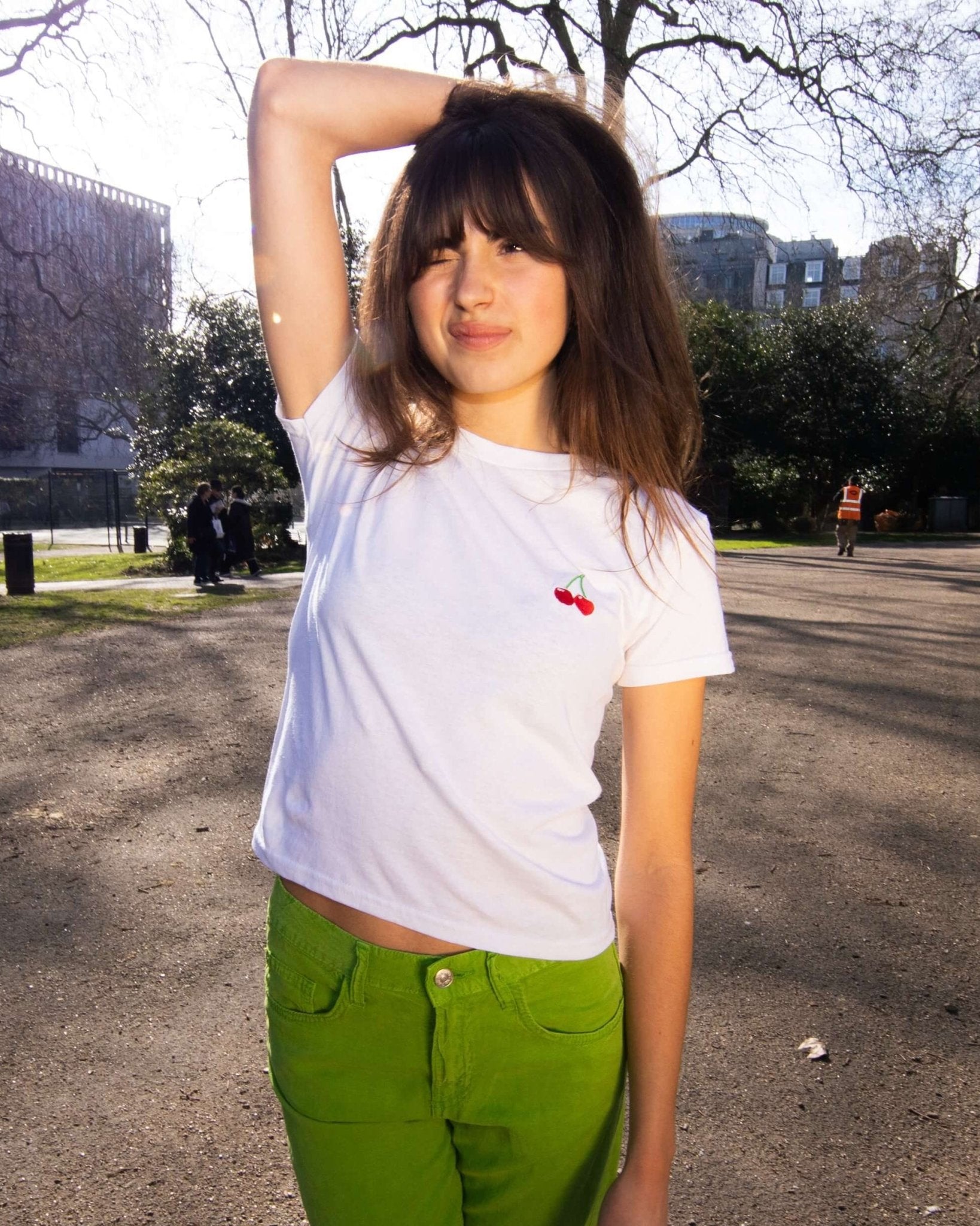 cherry embroidered baby tee - In Print We Trust