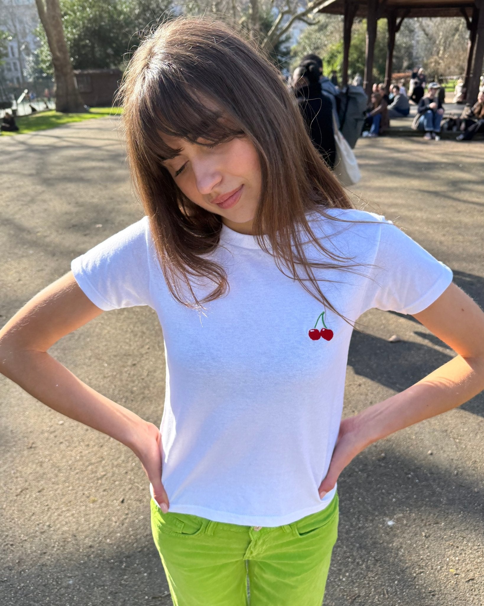 cherry embroidered baby tee - In Print We Trust