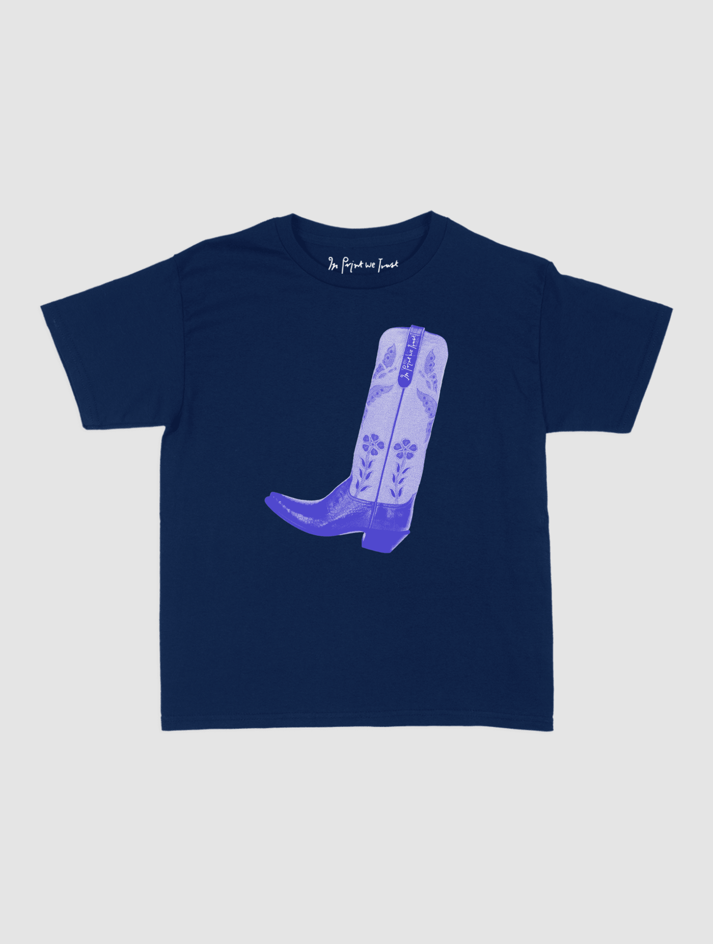 cowboy boot baby tee - In Print We Trust