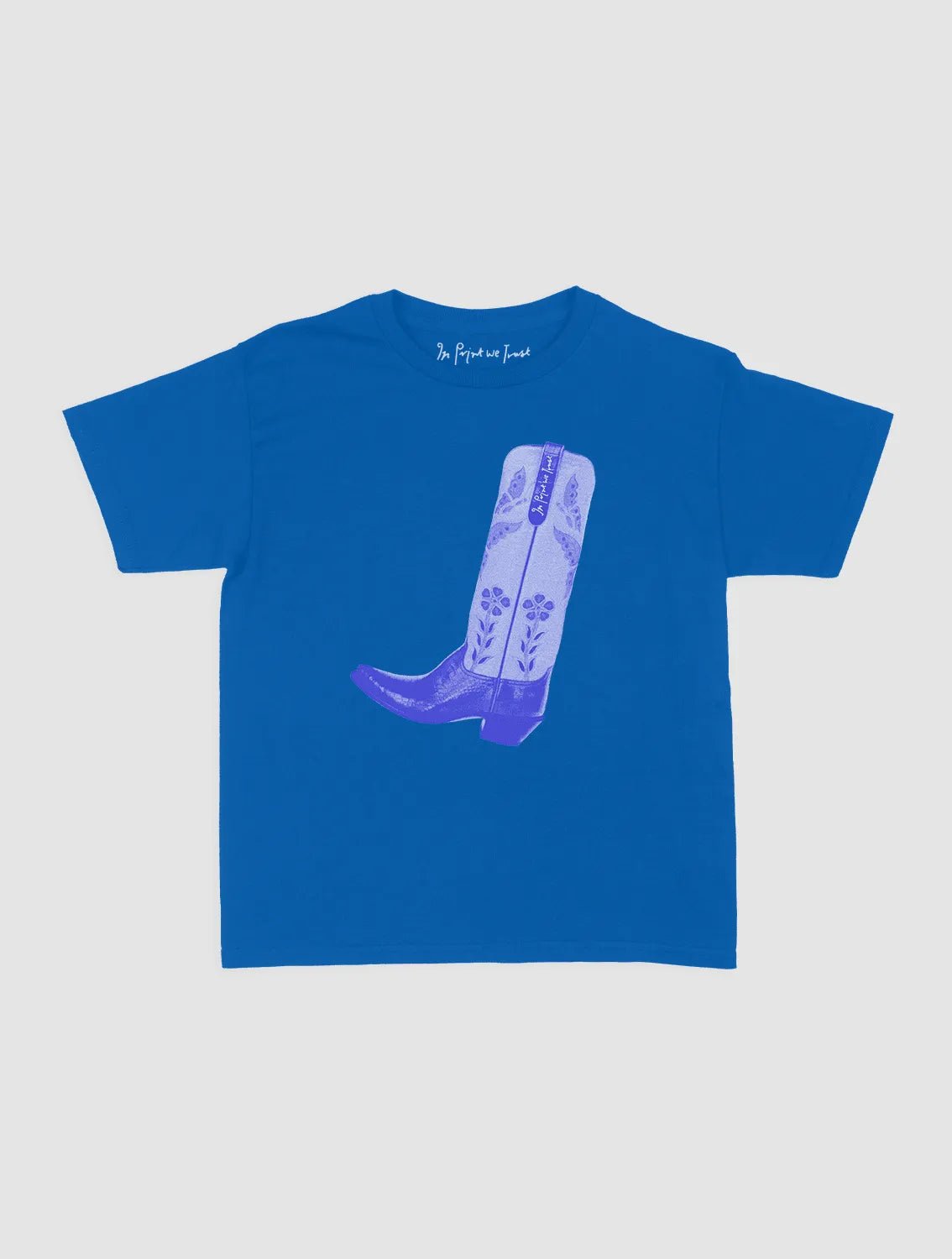 cowboy boot baby tee - In Print We Trust