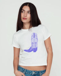 cowboy boot baby tee - In Print We Trust