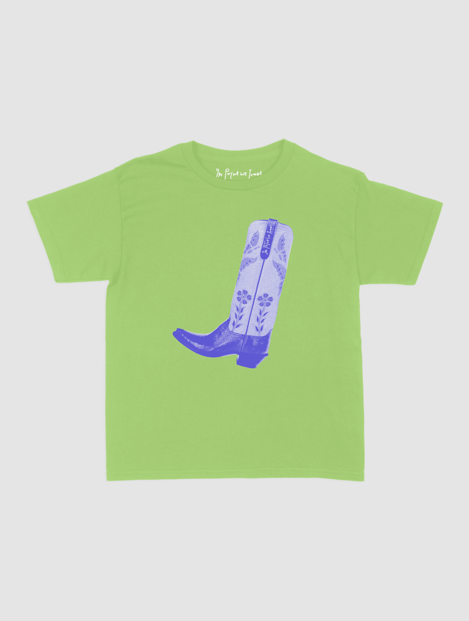 cowboy boot baby tee - In Print We Trust