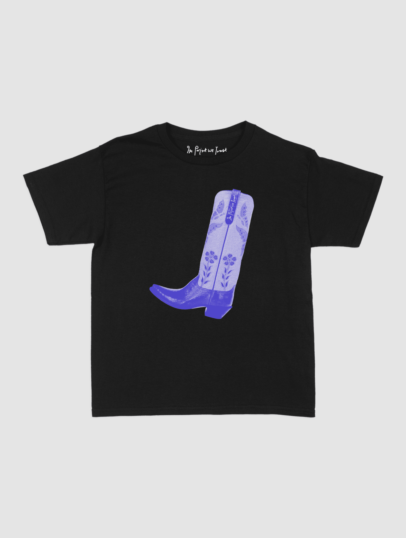 cowboy boot baby tee - In Print We Trust