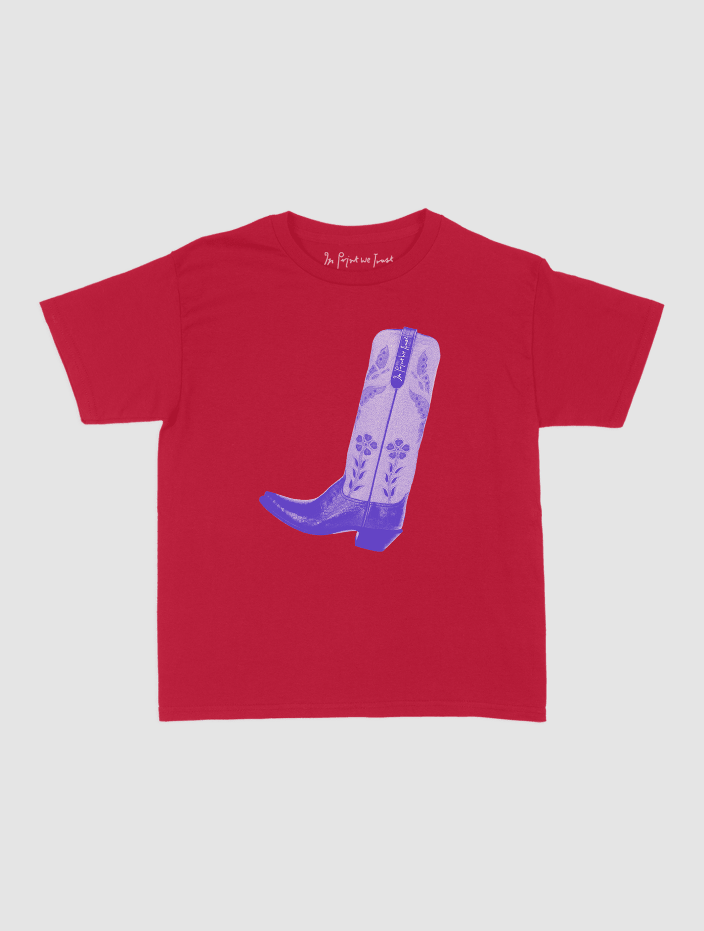 cowboy boot baby tee - In Print We Trust