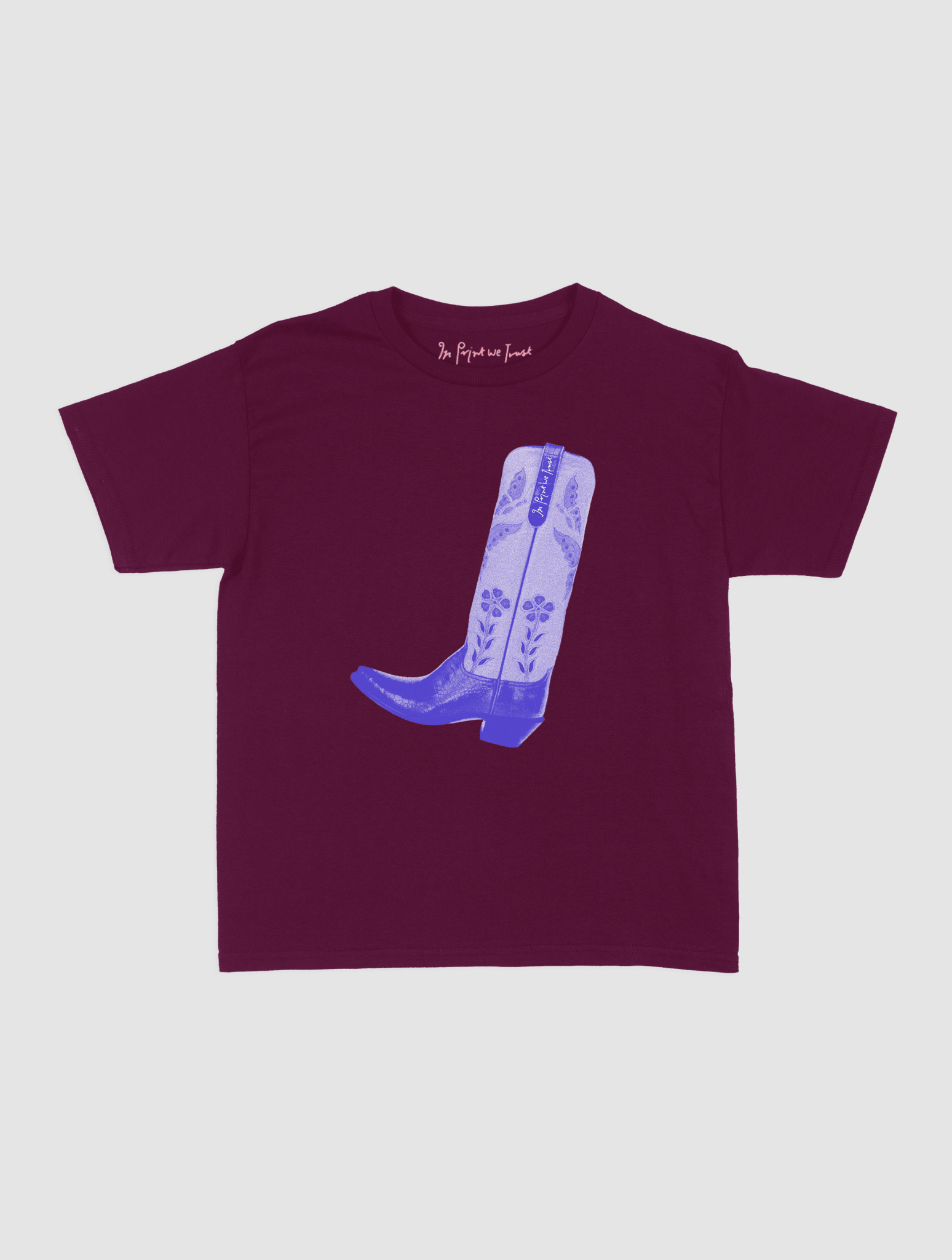 cowboy boot baby tee - In Print We Trust