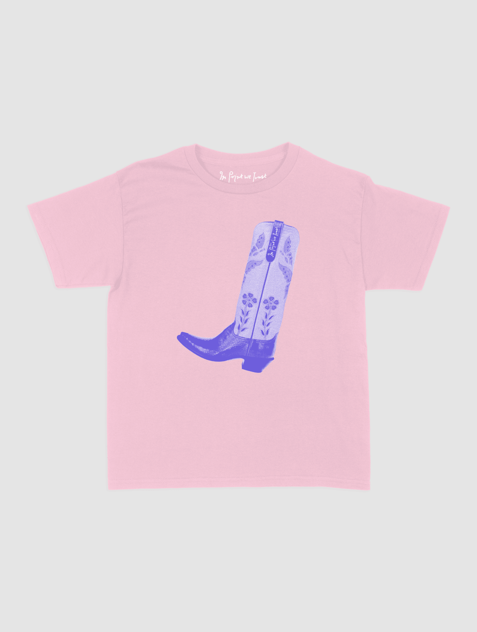 cowboy boot baby tee - In Print We Trust