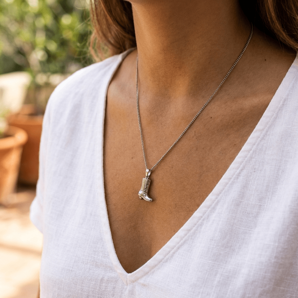 cowboy boot charm necklace - In Print We Trust