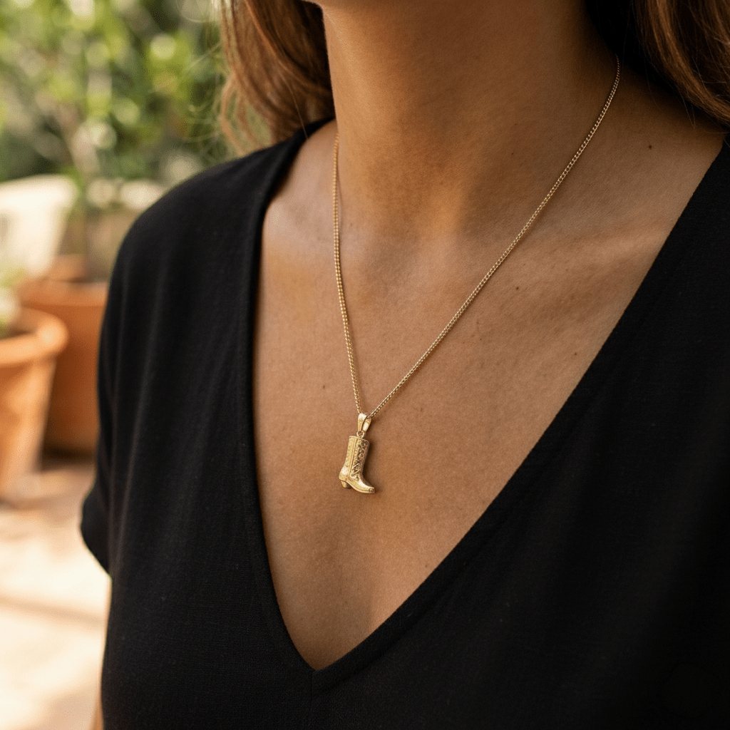 cowboy boot charm necklace - In Print We Trust