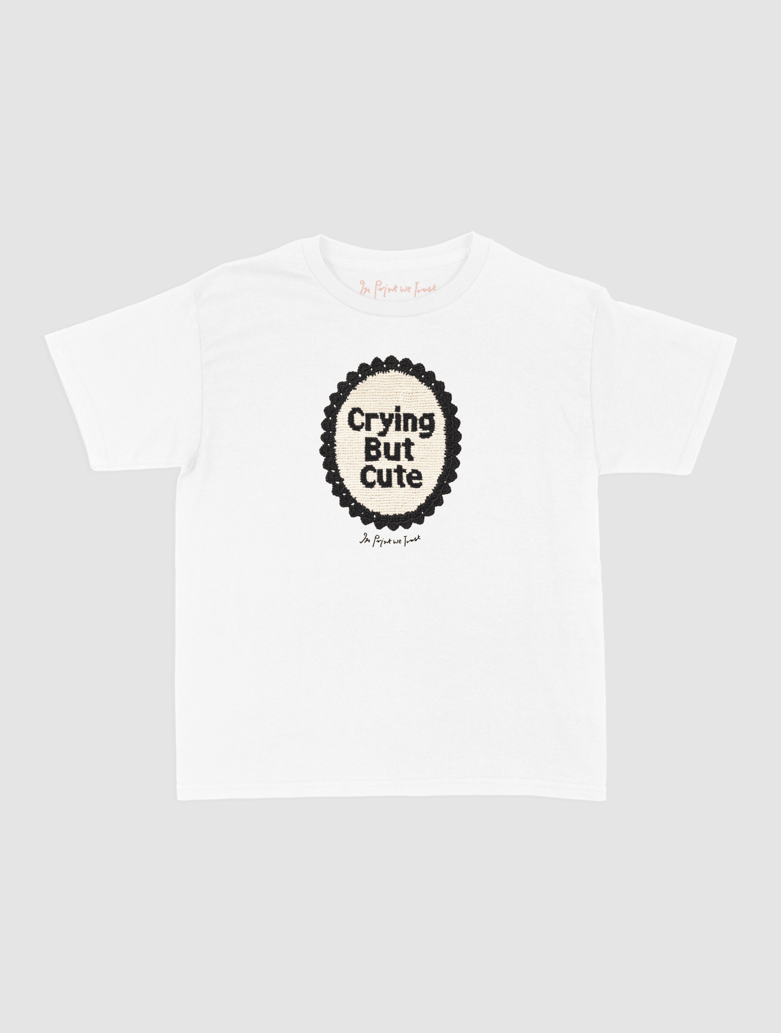crying but cute crochet baby tee - In Print We Trust