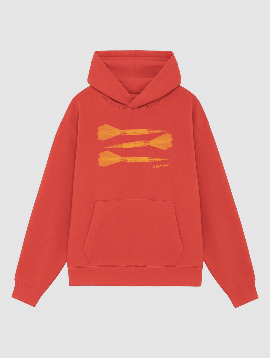 darts red hoodie - In Print We Trust