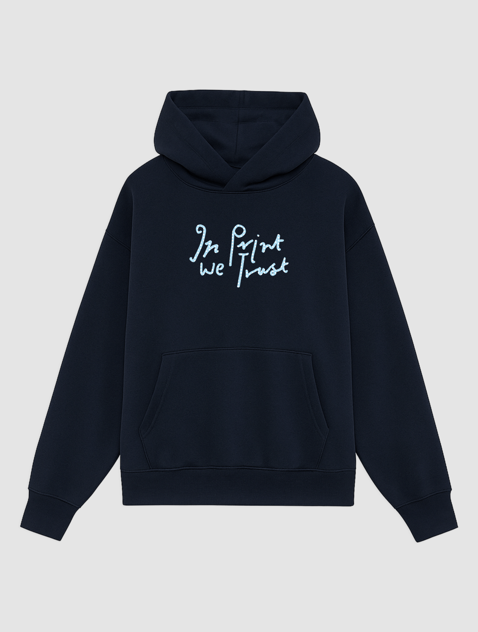 designed in london navy hoodie - In Print We Trust