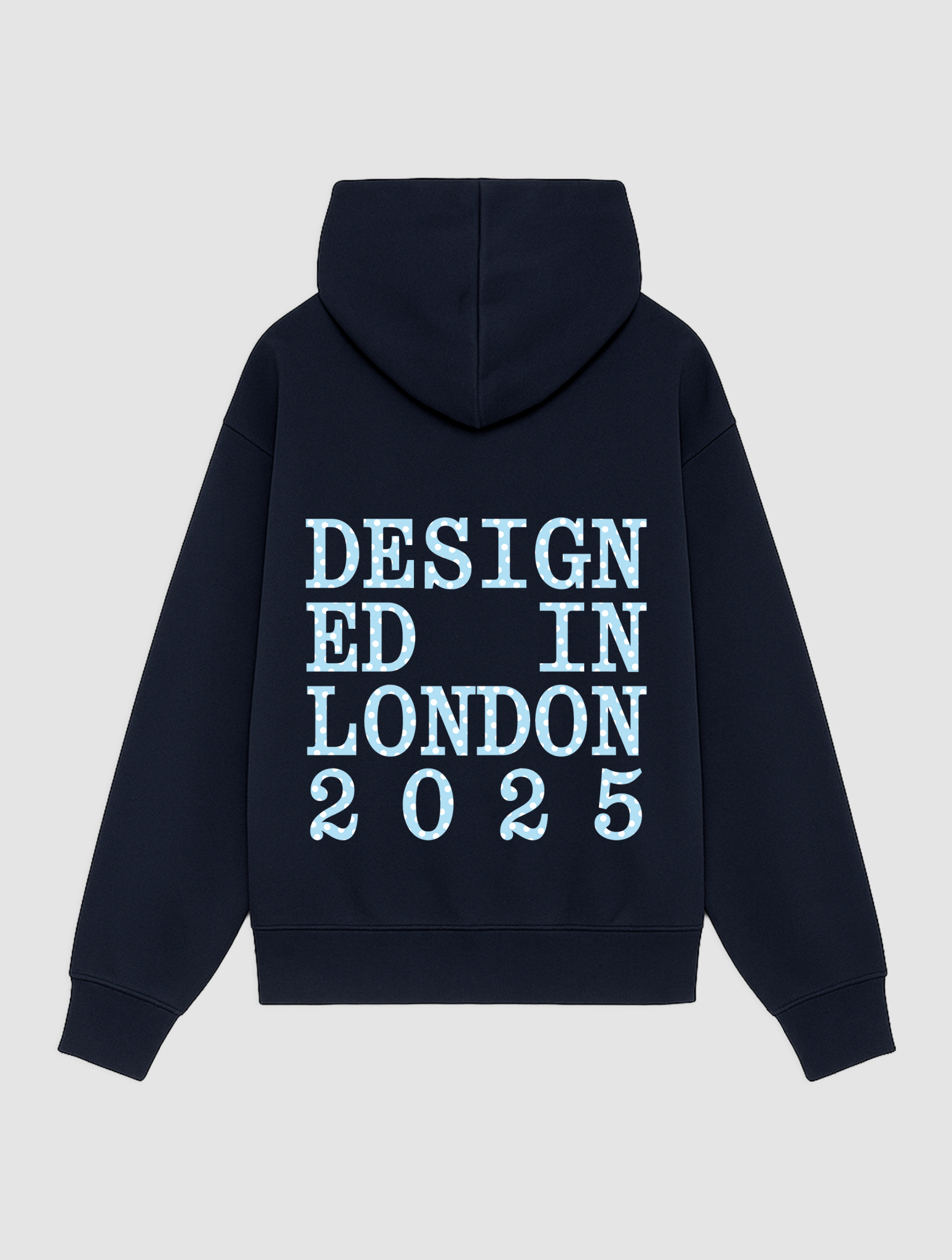 designed in london navy hoodie - In Print We Trust