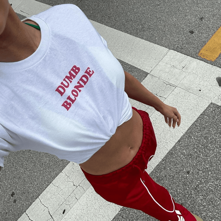 dumb blonde baby tee - In Print We Trust