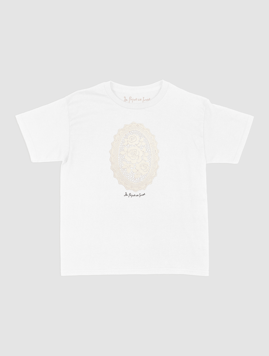 floral crochet baby tee - In Print We Trust
