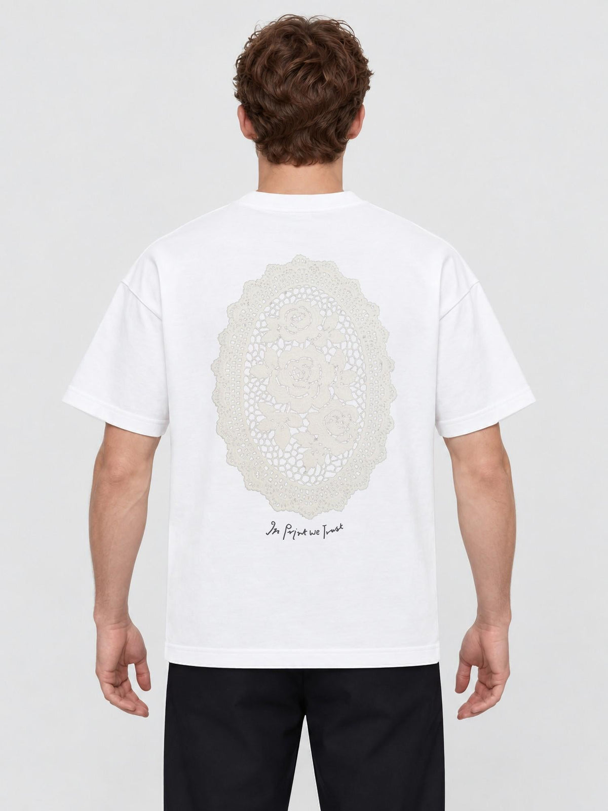 floral crochet heavyweight tee - In Print We Trust