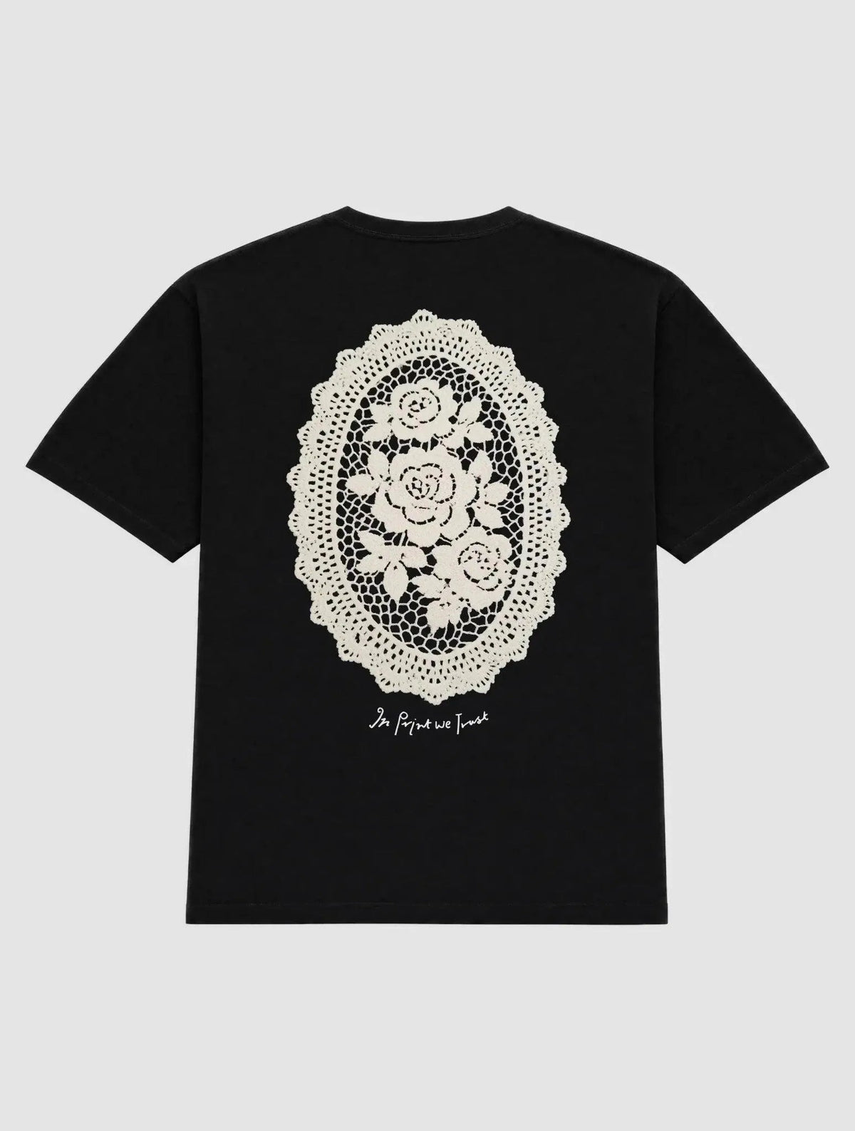 floral crochet heavyweight tee - In Print We Trust