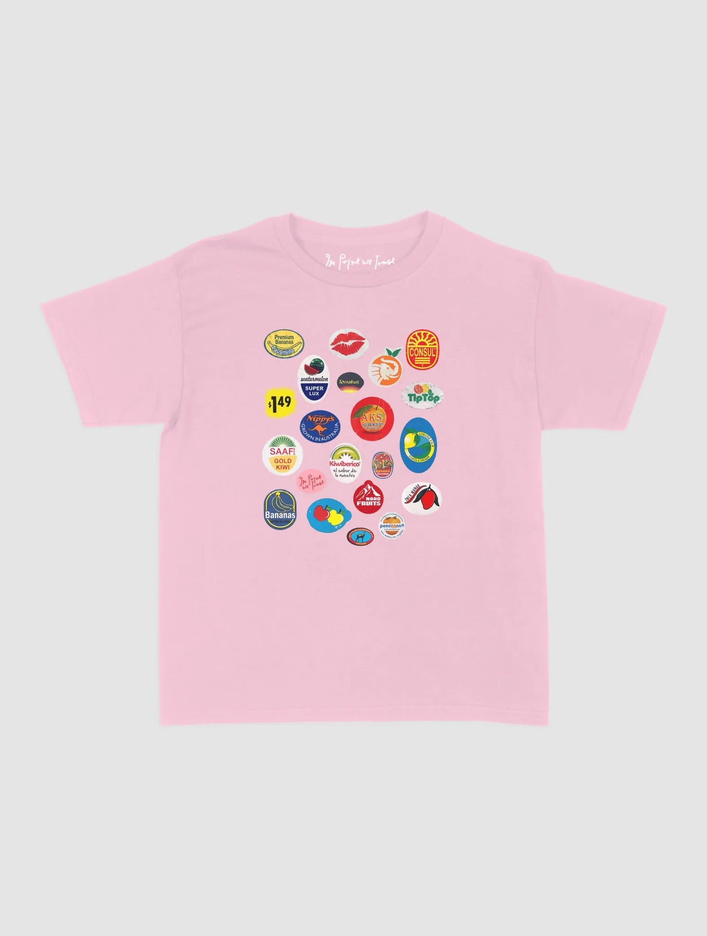 fruit stickers baby tee - In Print We Trust