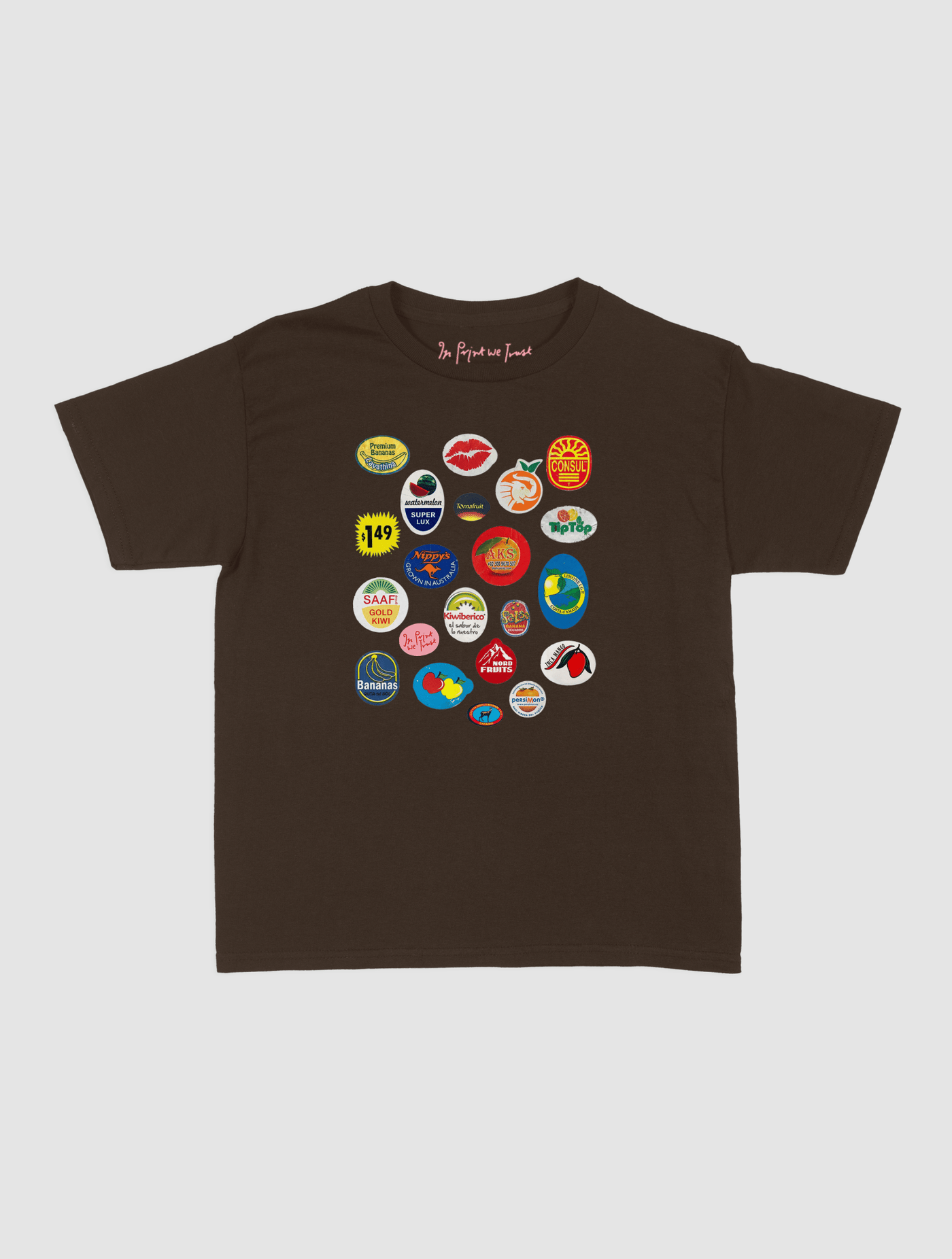 fruit stickers baby tee - In Print We Trust