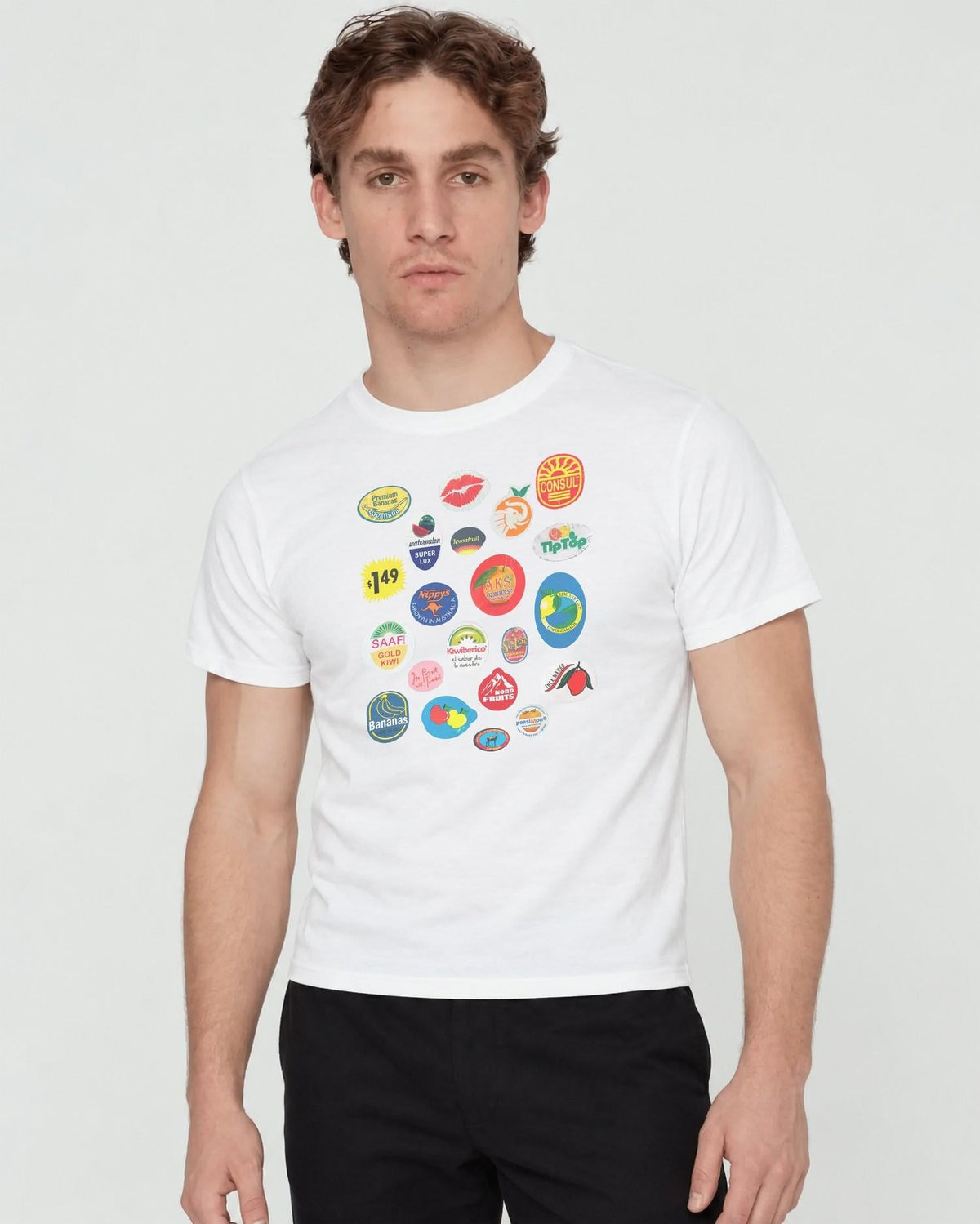 fruit stickers baby tee - In Print We Trust