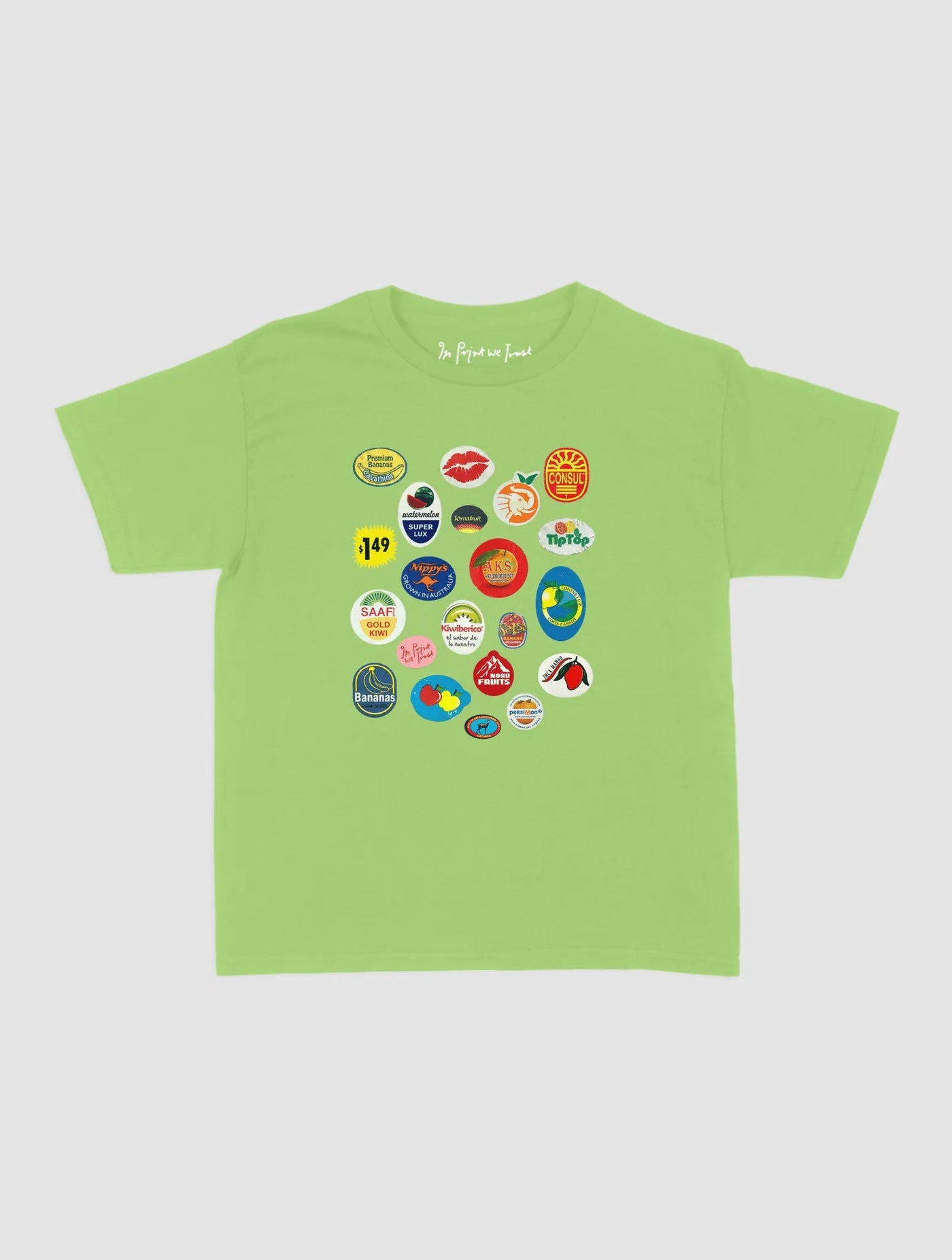 fruit stickers baby tee - In Print We Trust