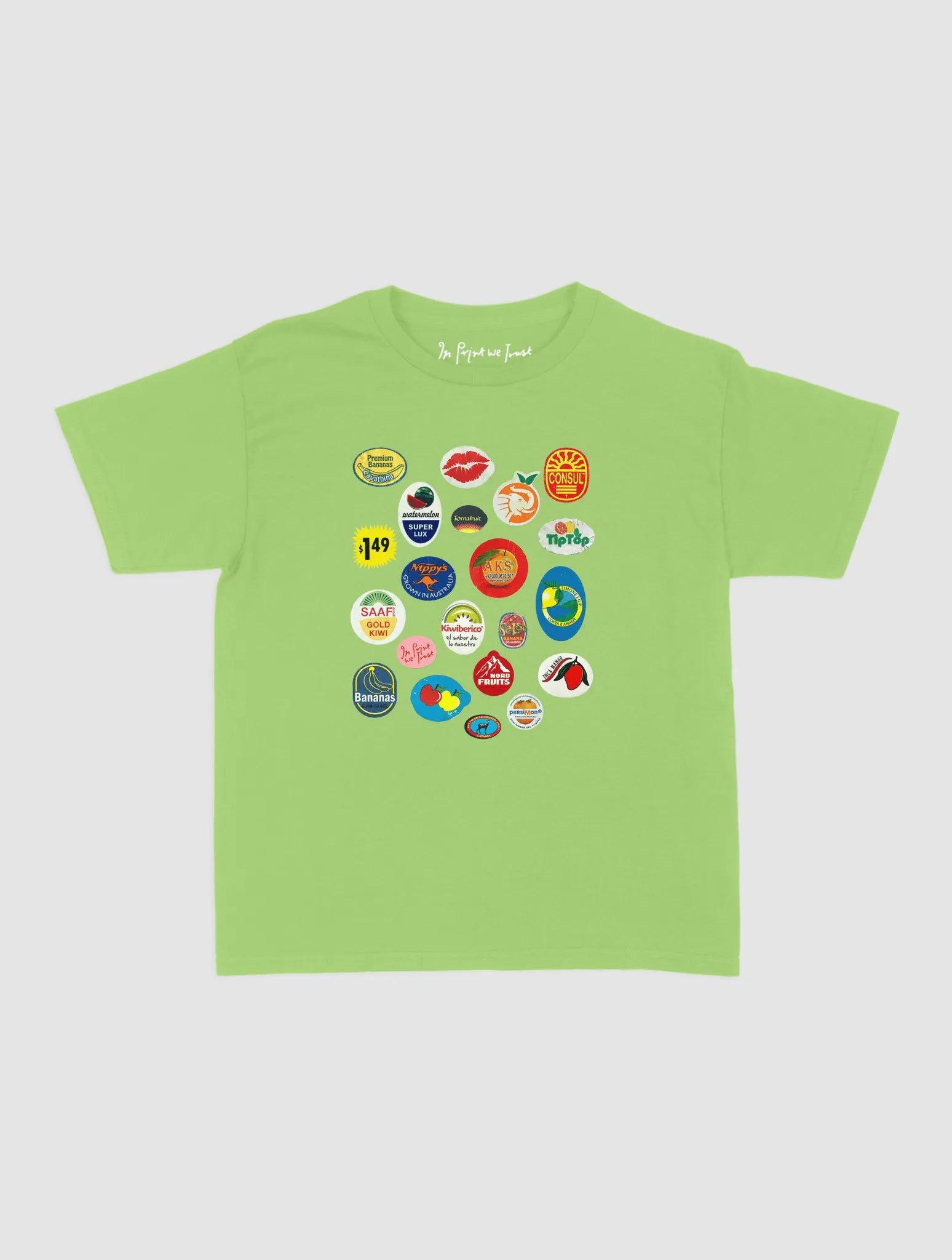 fruit stickers baby tee - In Print We Trust
