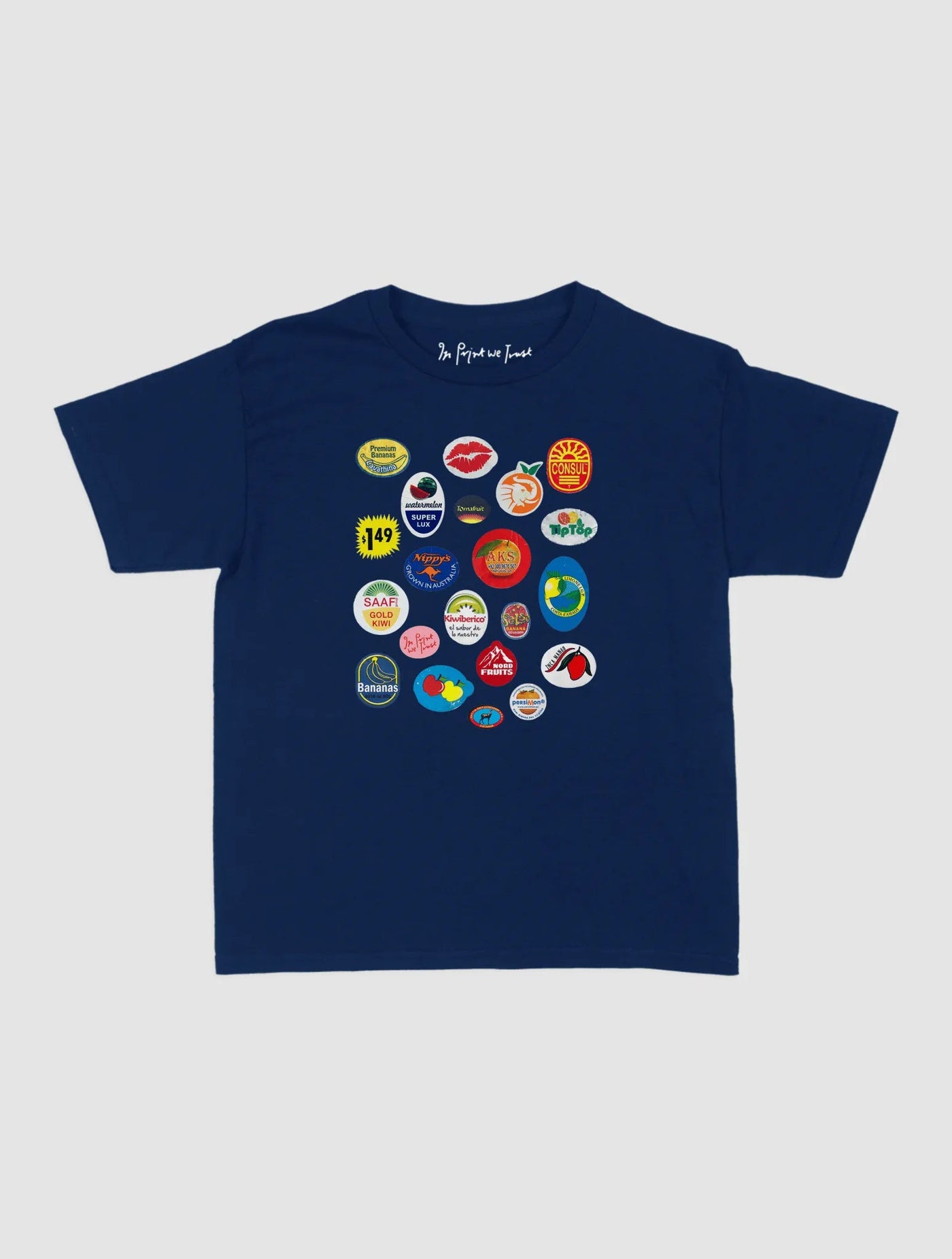fruit stickers baby tee - In Print We Trust