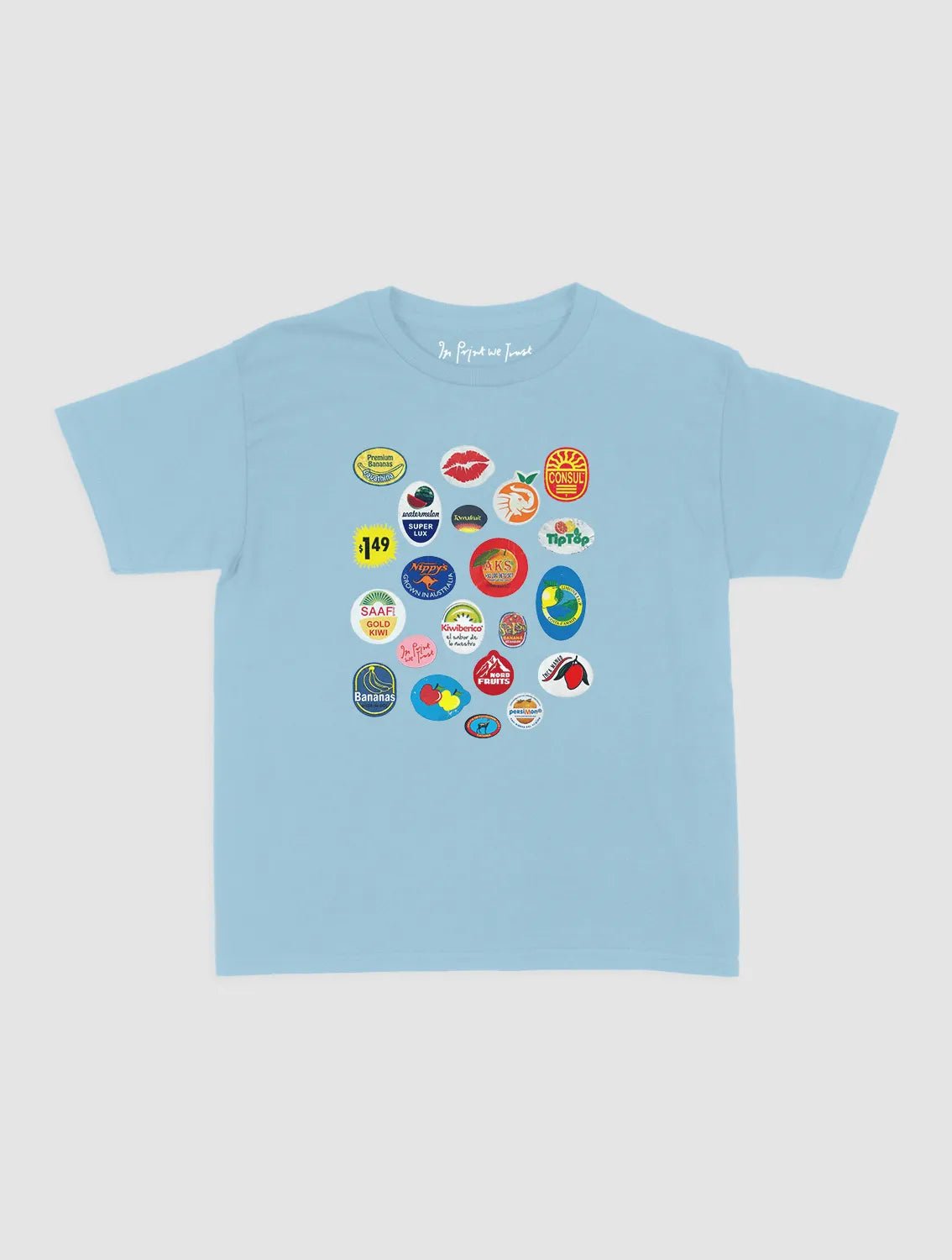fruit stickers baby tee - In Print We Trust