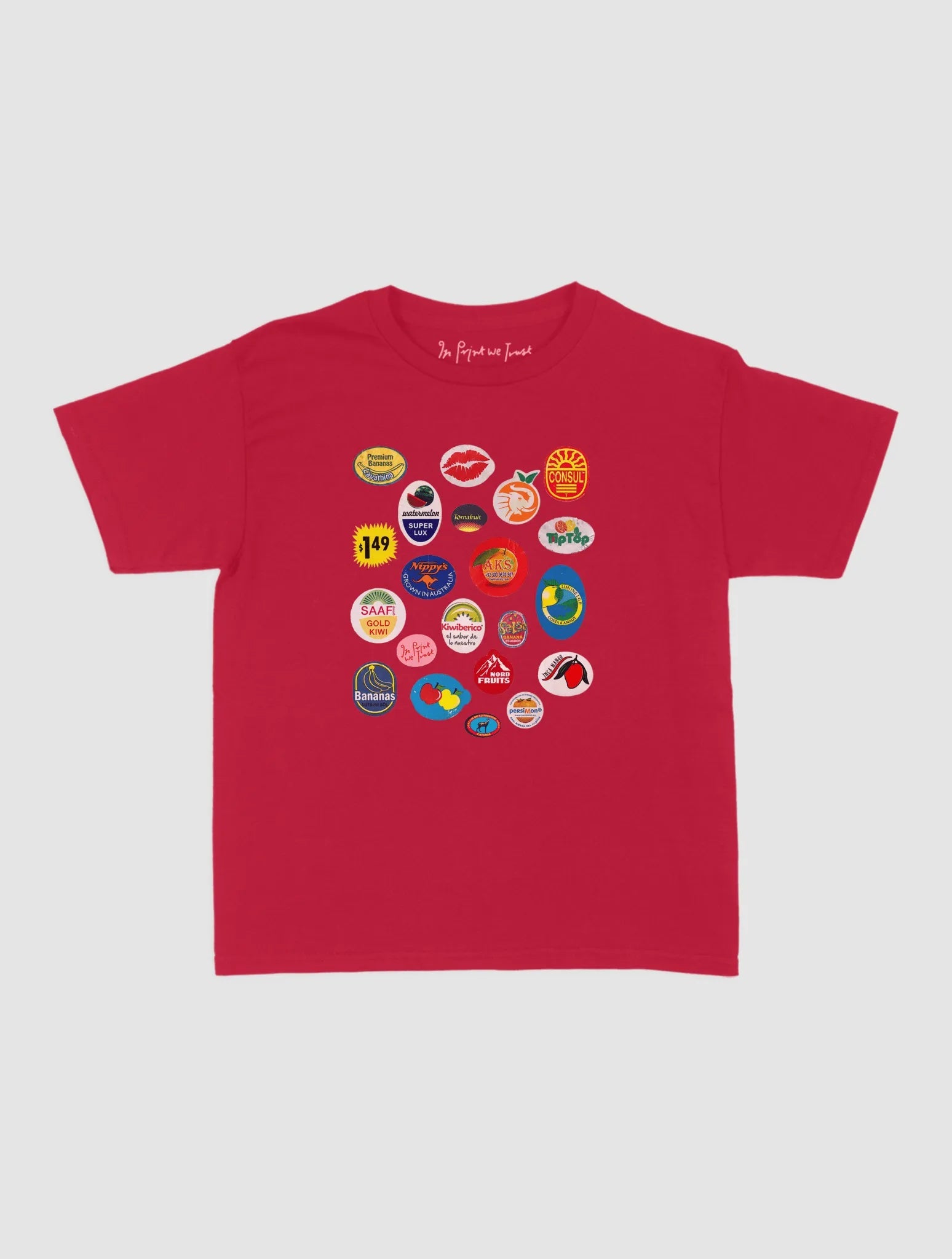 fruit stickers baby tee - In Print We Trust